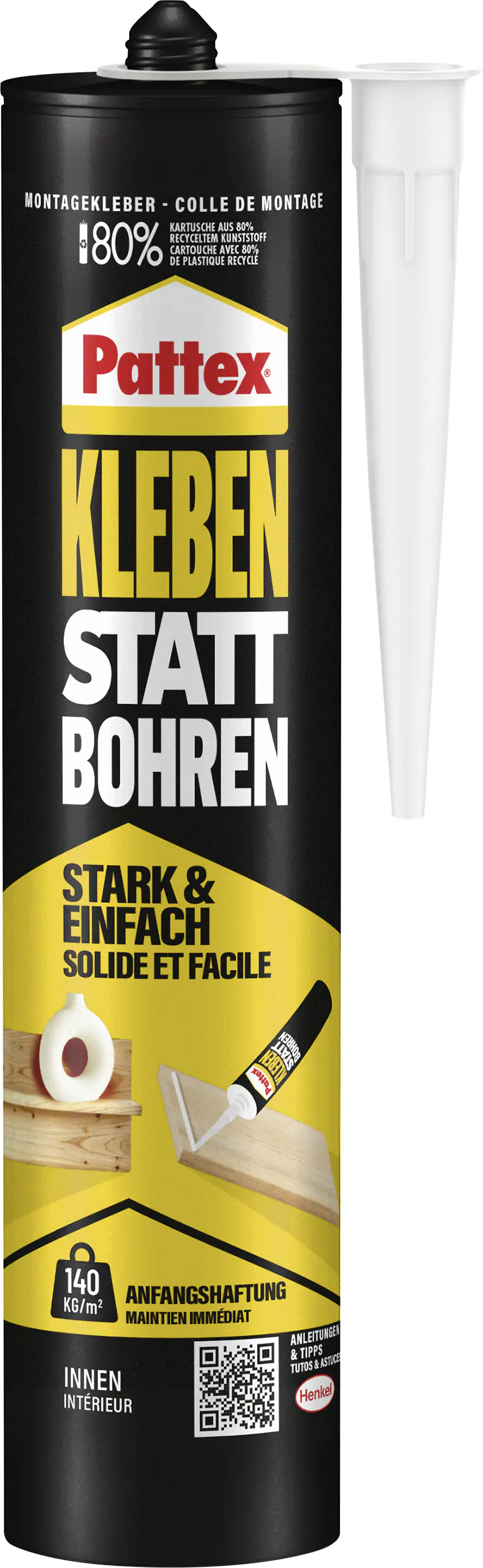 Pattex Kleben statt Bohren Montagekleber 400 g Kartusche, weiß