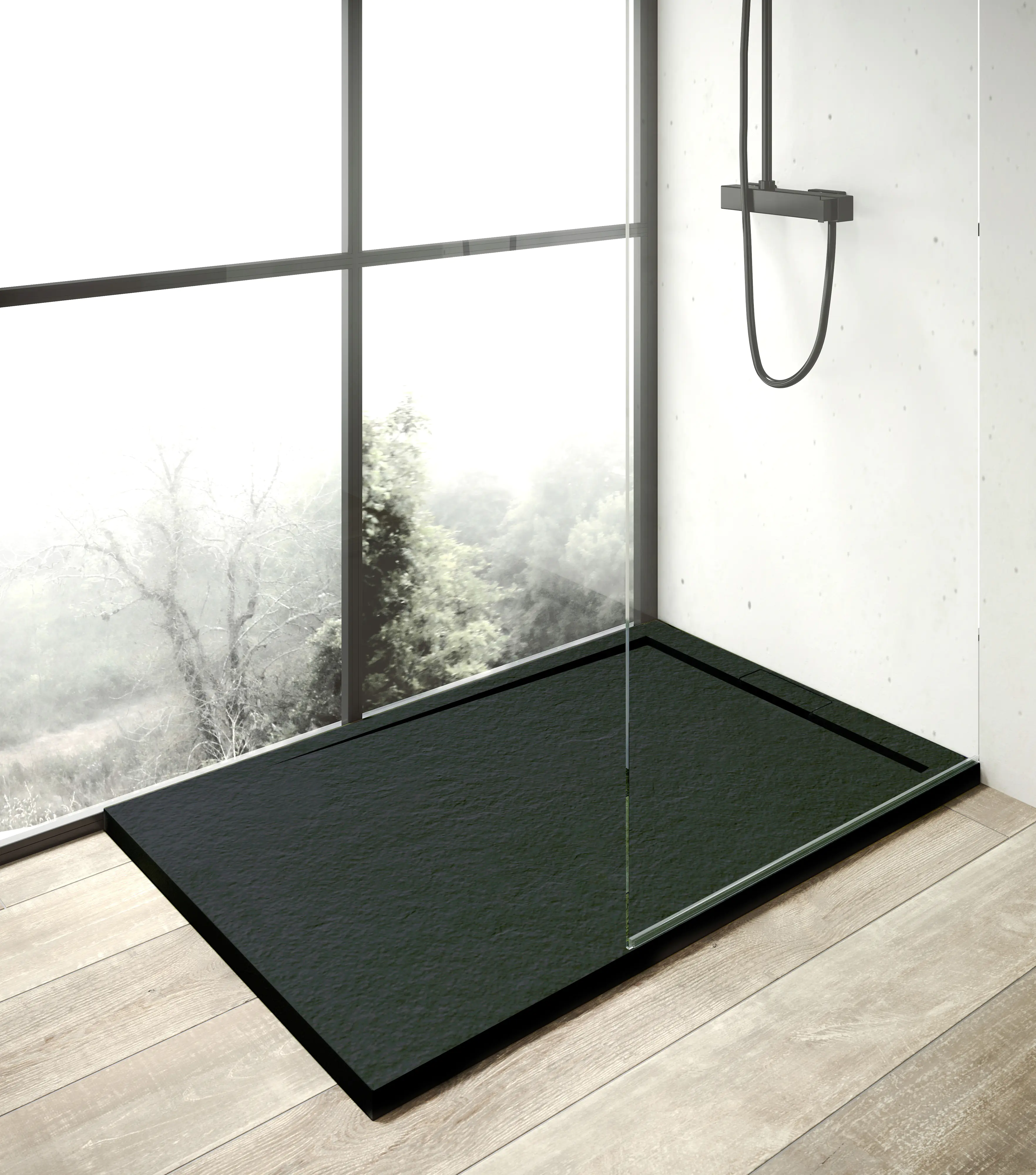 Mineralgussduschwanne Zona 160 x 90 cm, anthrazit, ohne Ablaufgarnitur, ohne Füsse