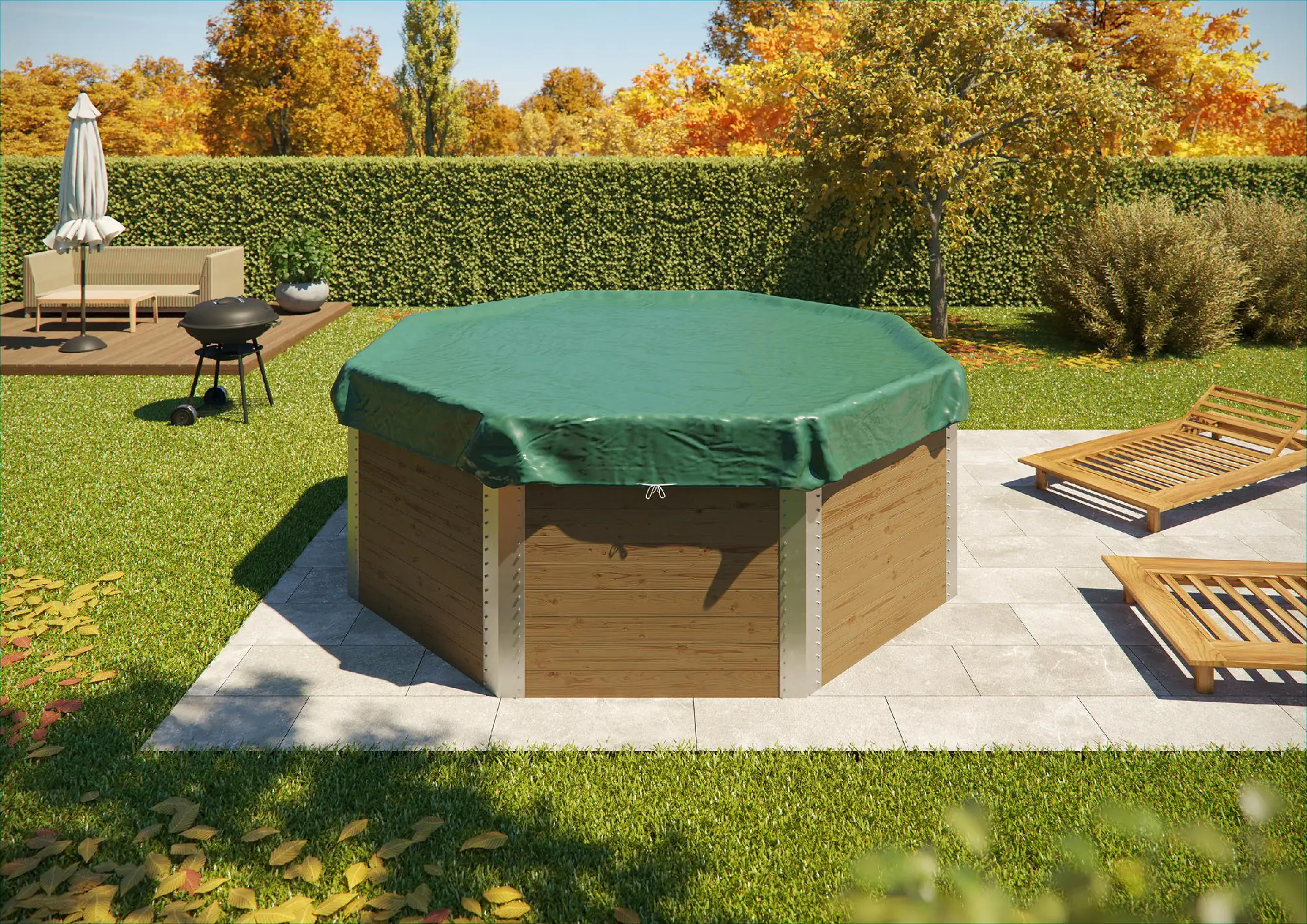Weka Massivholzpool-Set Antigua Ø 325 x 116 cm inkl. Filteranlage