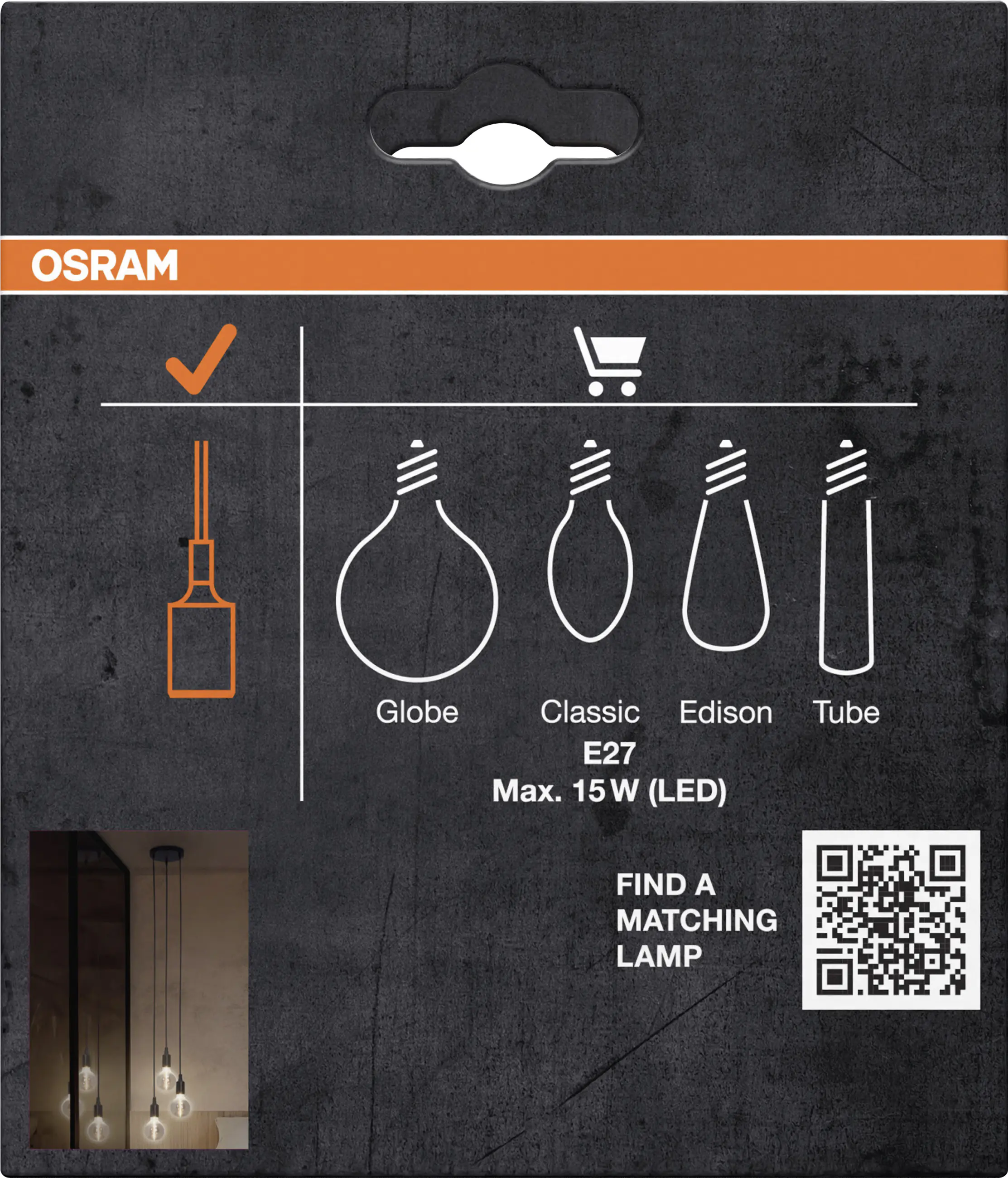 Osram Pendelleuchte Vintage 1906 Pendulum Bell 117,5 cm schwarz