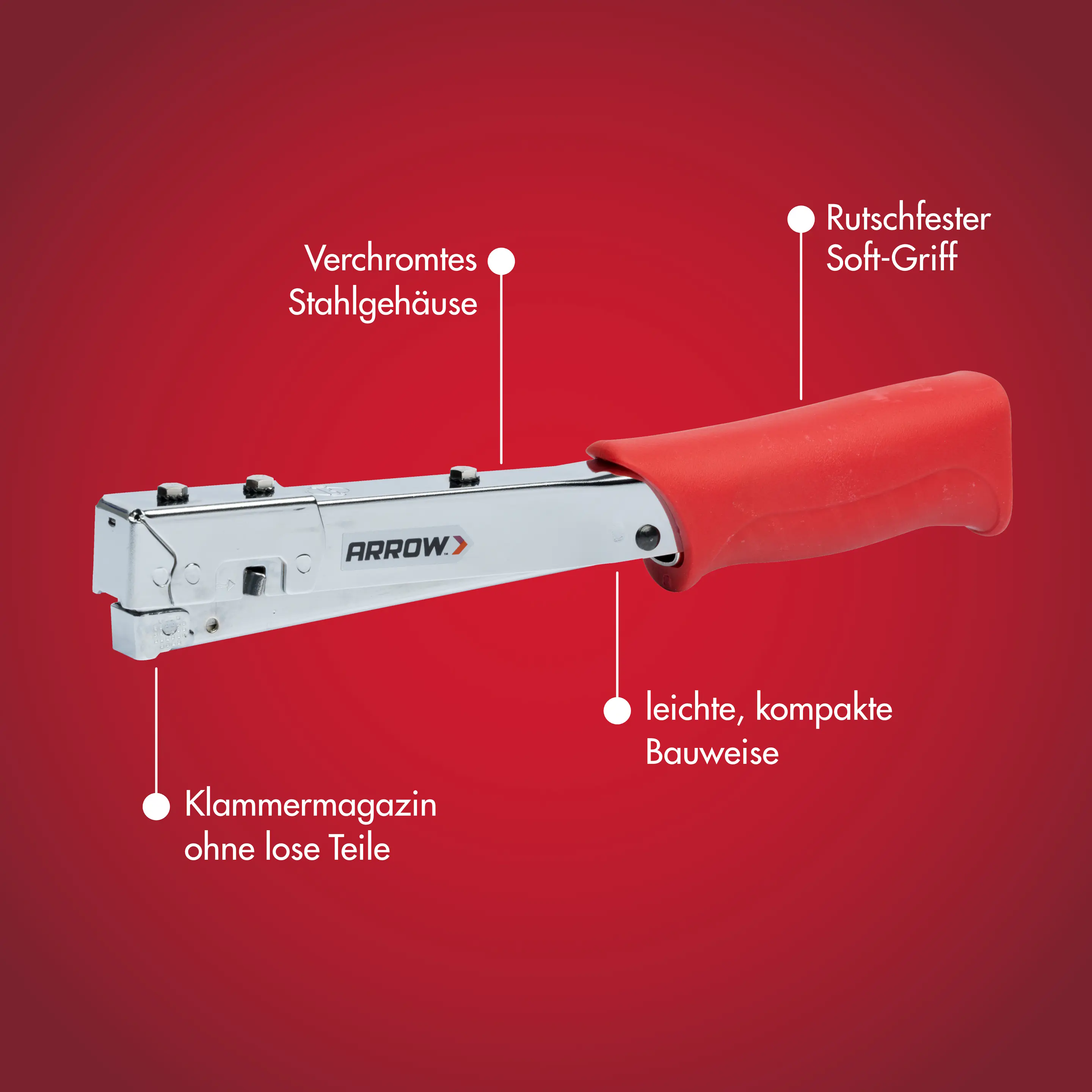 Arrow Hammertacker HT19 kompatibel mit Feindrahtklammern 6–10 mm Typ H19