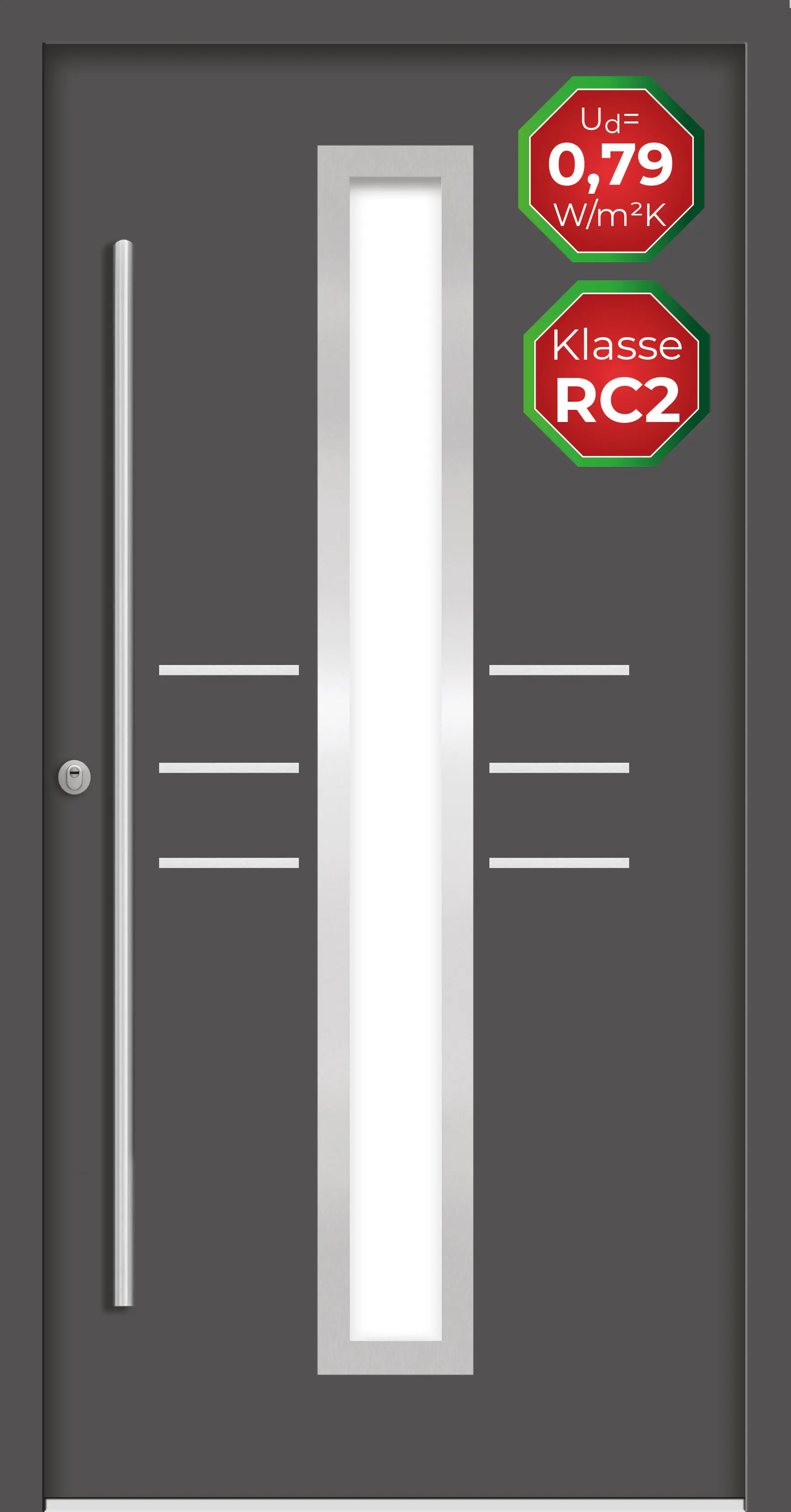 Splendoor Haustür Passivedoor Premium B07 RC2 Anthrazit DIN Links 100 x 210 cm