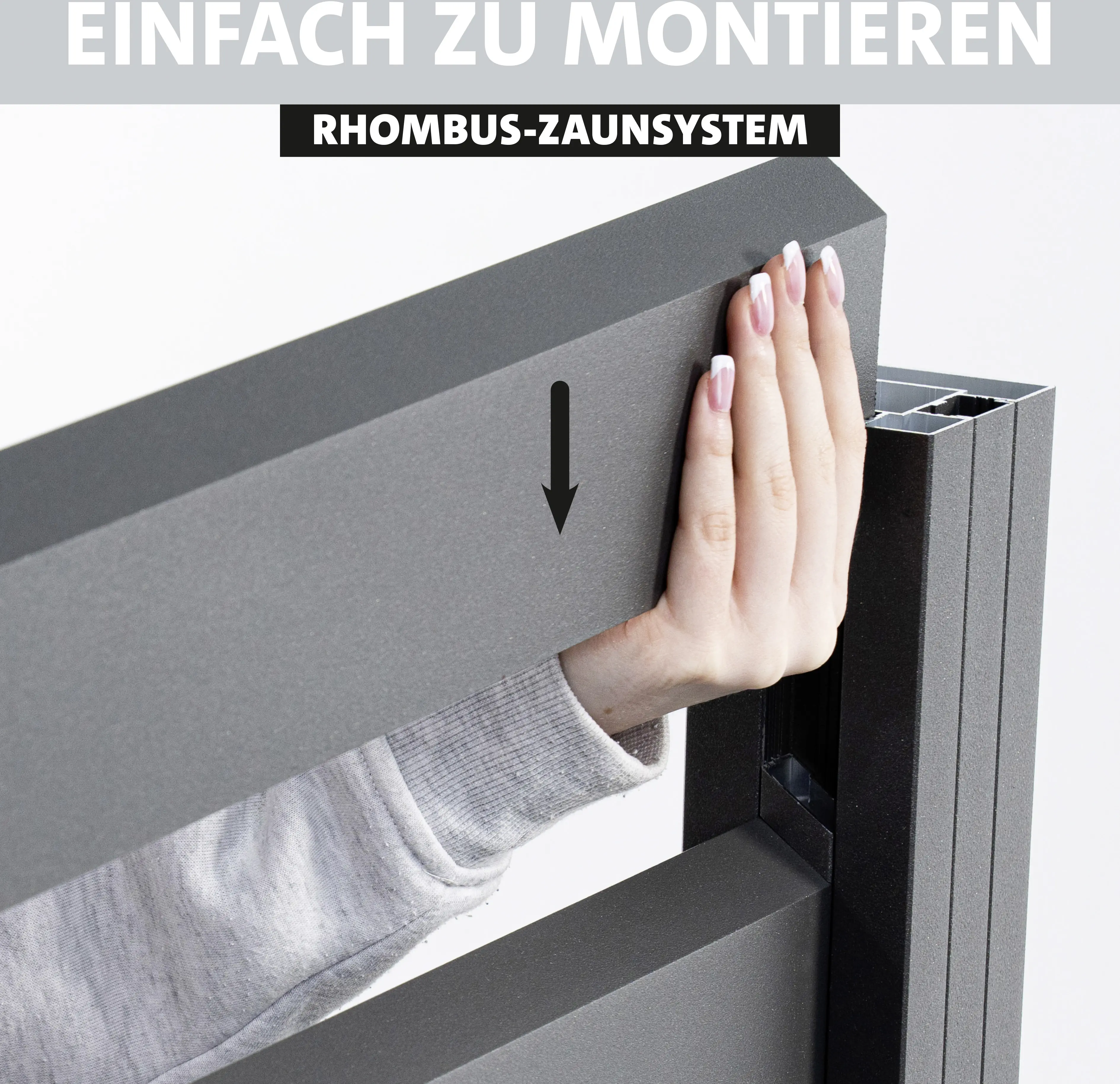 Ambiente Alu-Zaun Grundset Rhombus MAXI 187 x 244,2 cm grau