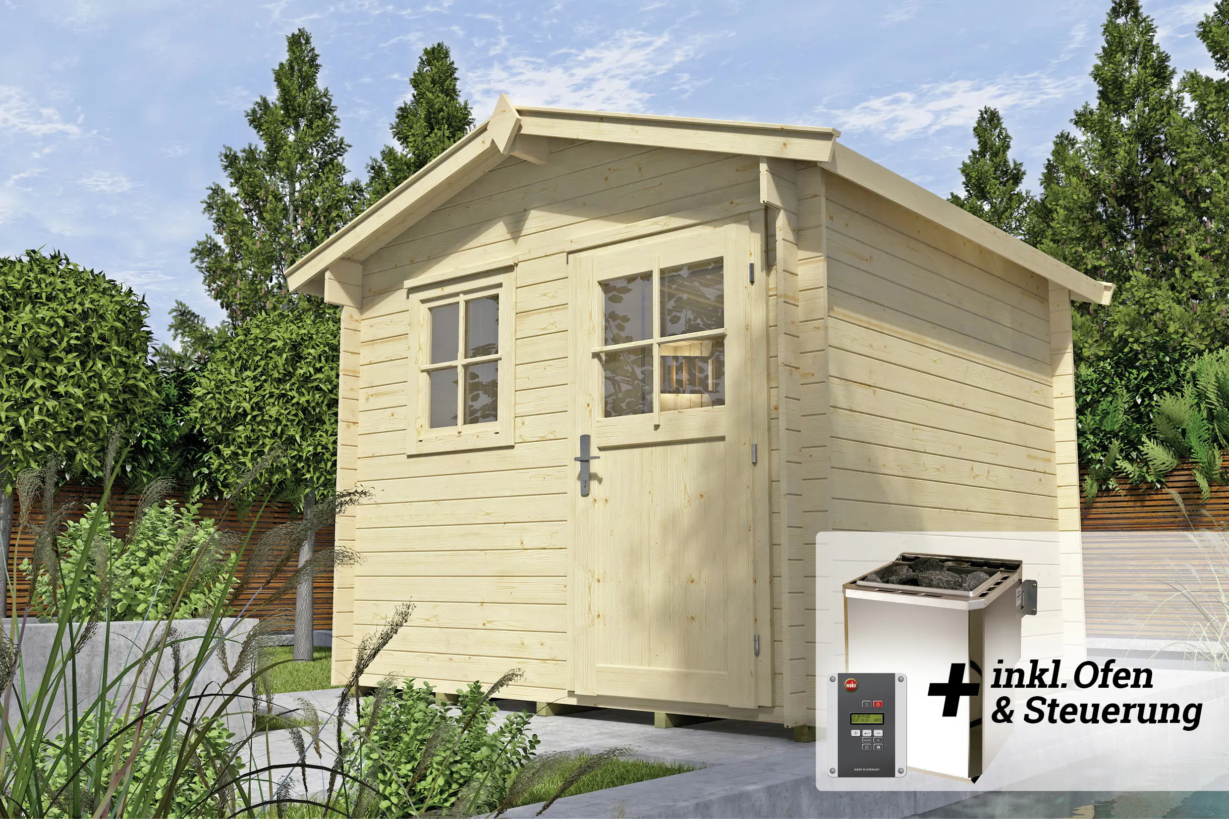 weka Saunahaus MIKKELI Sparset 7,5 kW BioS natur