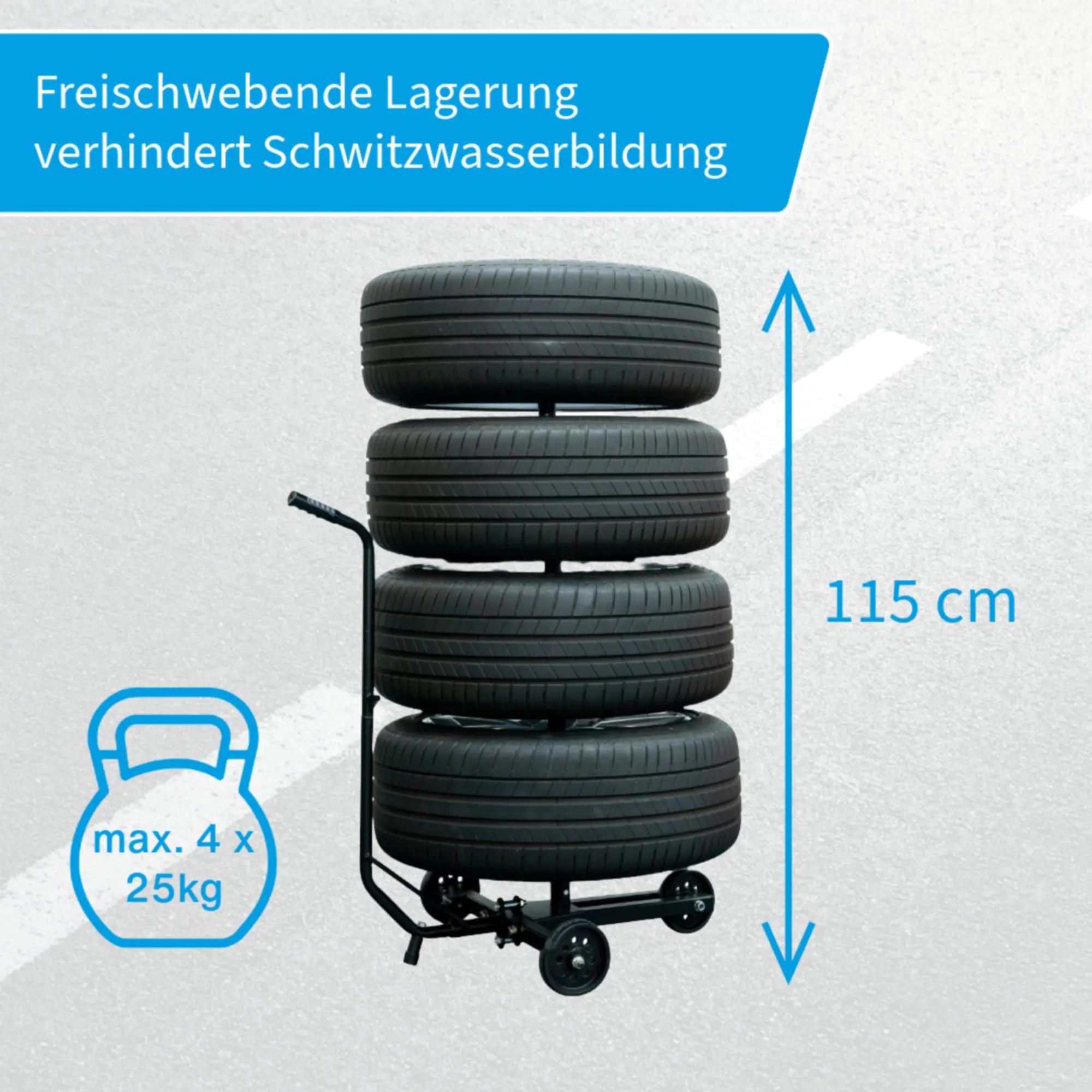 Cartrend Felgenbaum bis Reifenbreite 255 mm inkl. Reifenschutzhülle