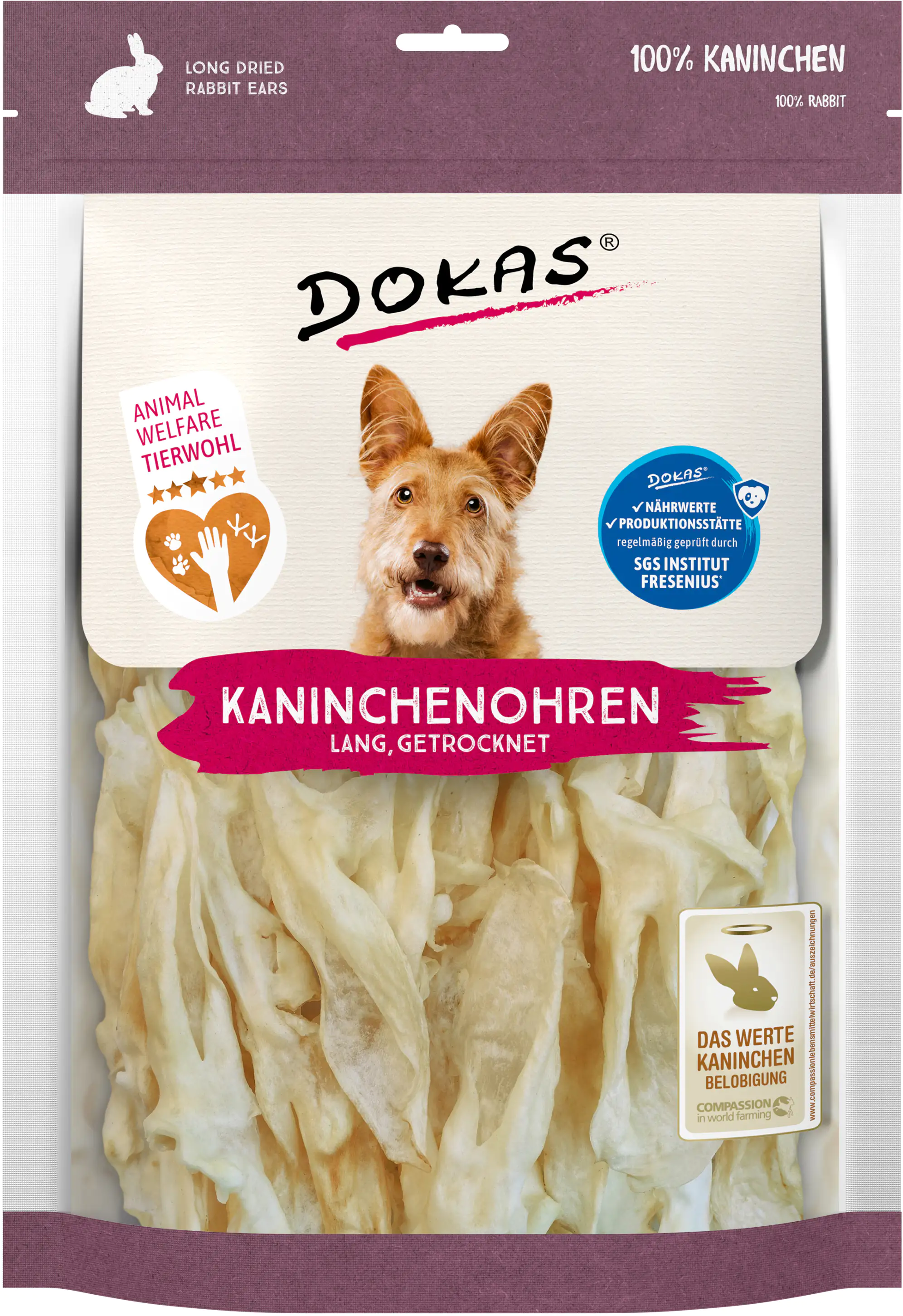 Dokas Kaninchenohren ohne Fell 180 g, getrocknet
