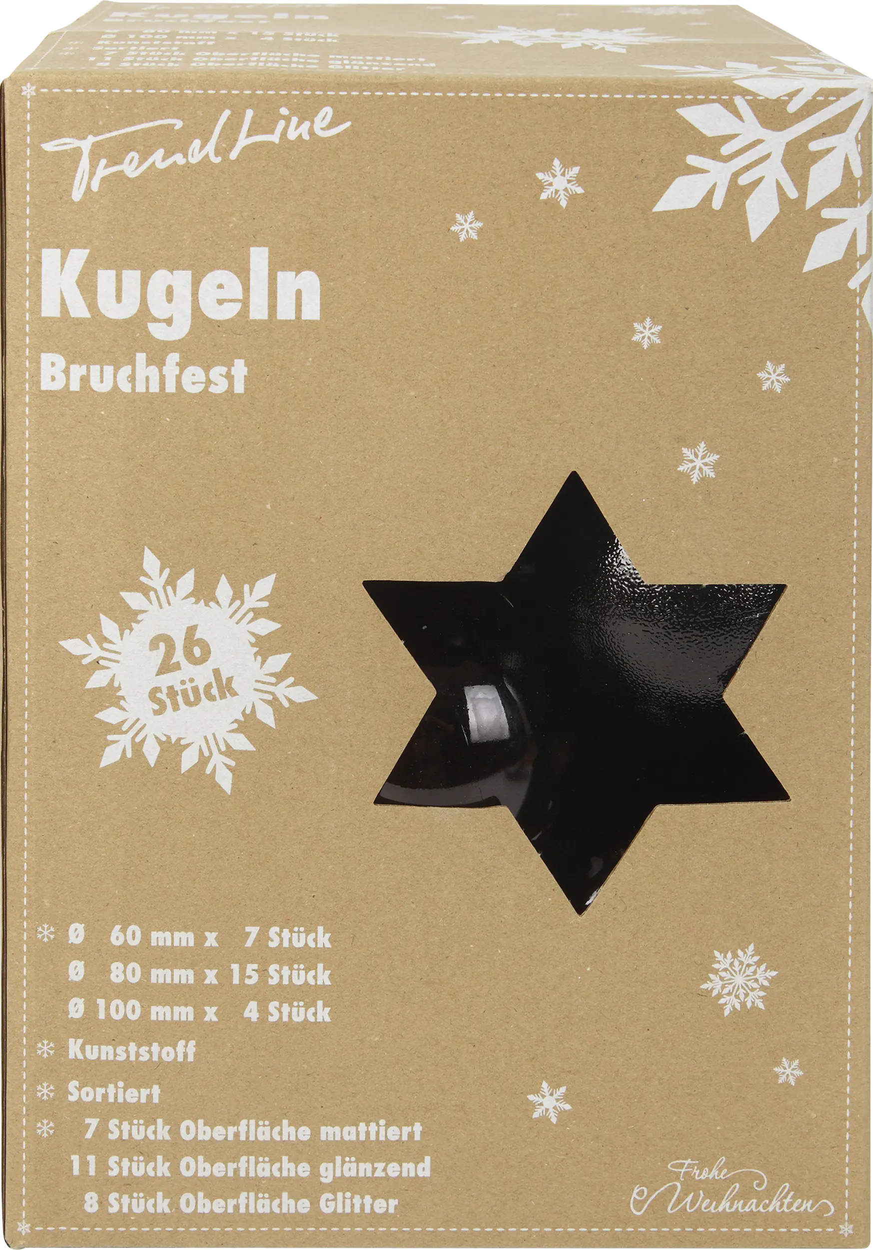 TrendLine Deko Set aus 26 Christbaumkugeln Ø 6, 8, 10 cm