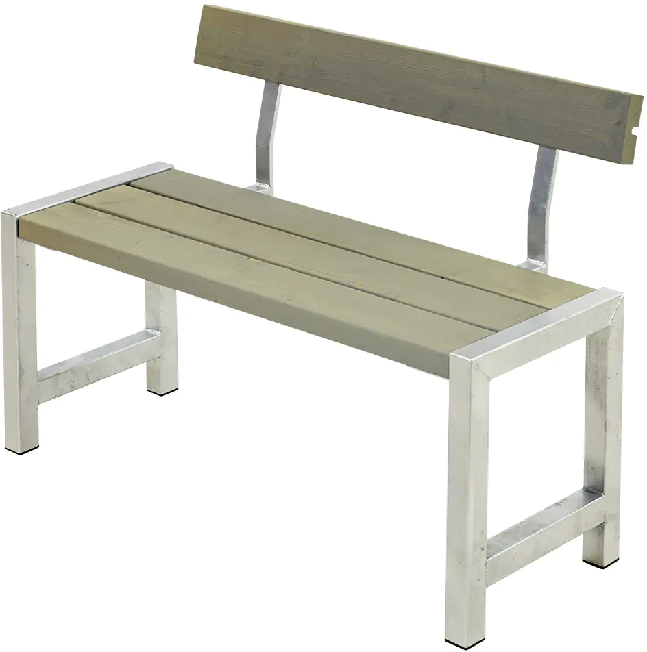 Plus Cafebank mit Rücklehne 127x50x75/45 cm Druckimpräg.  RAL 7023 Graubraun