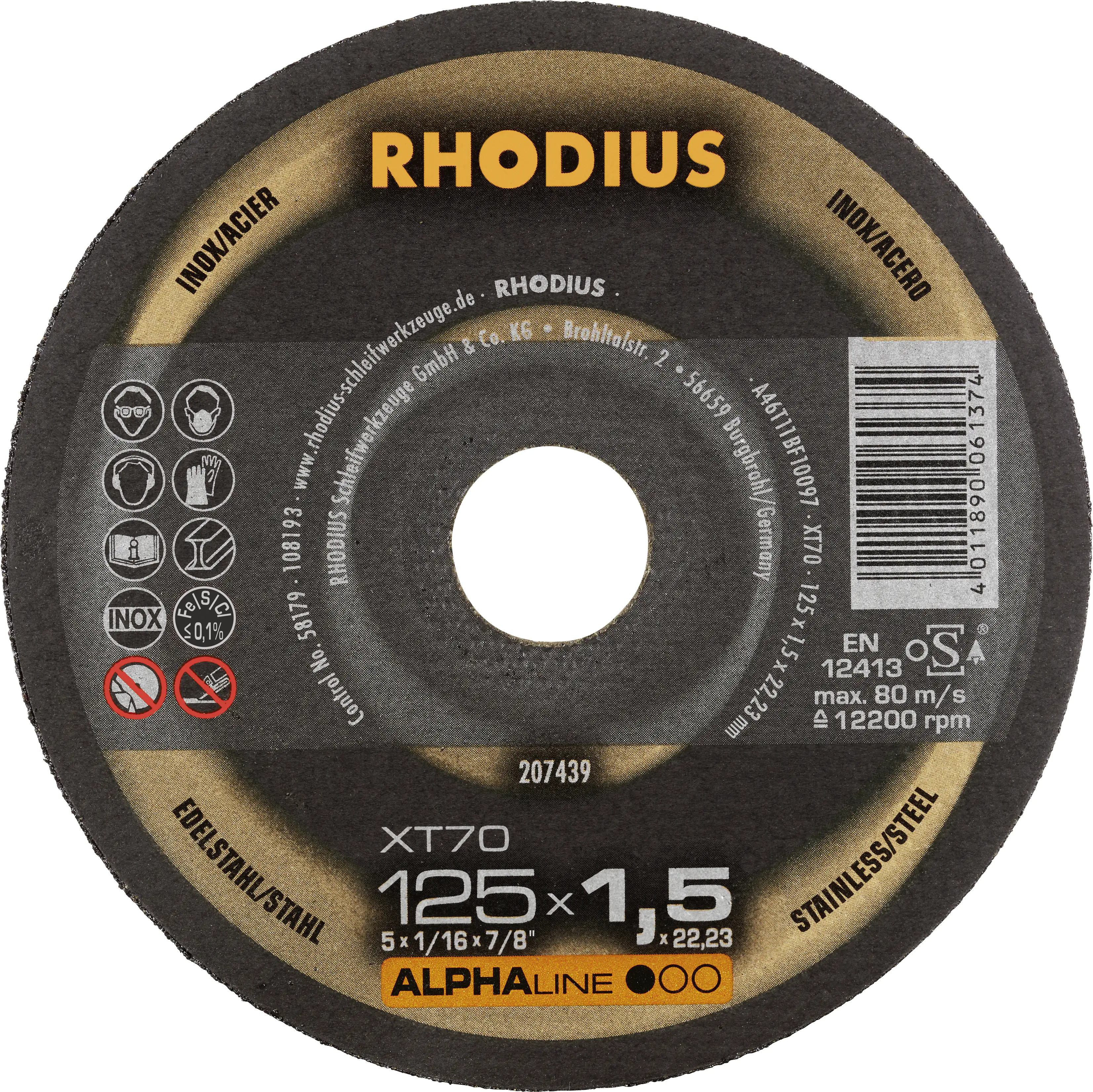 Rhodius Trennscheibe dünn XT70 Ø 125 mm Bohrung 22,23 mm