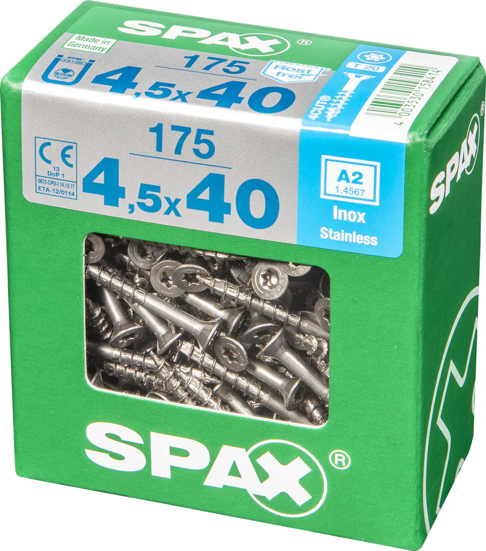 Spax Universalschrauben 4.5 x 40 mm TX 20 - 175 Stück Edelstahl