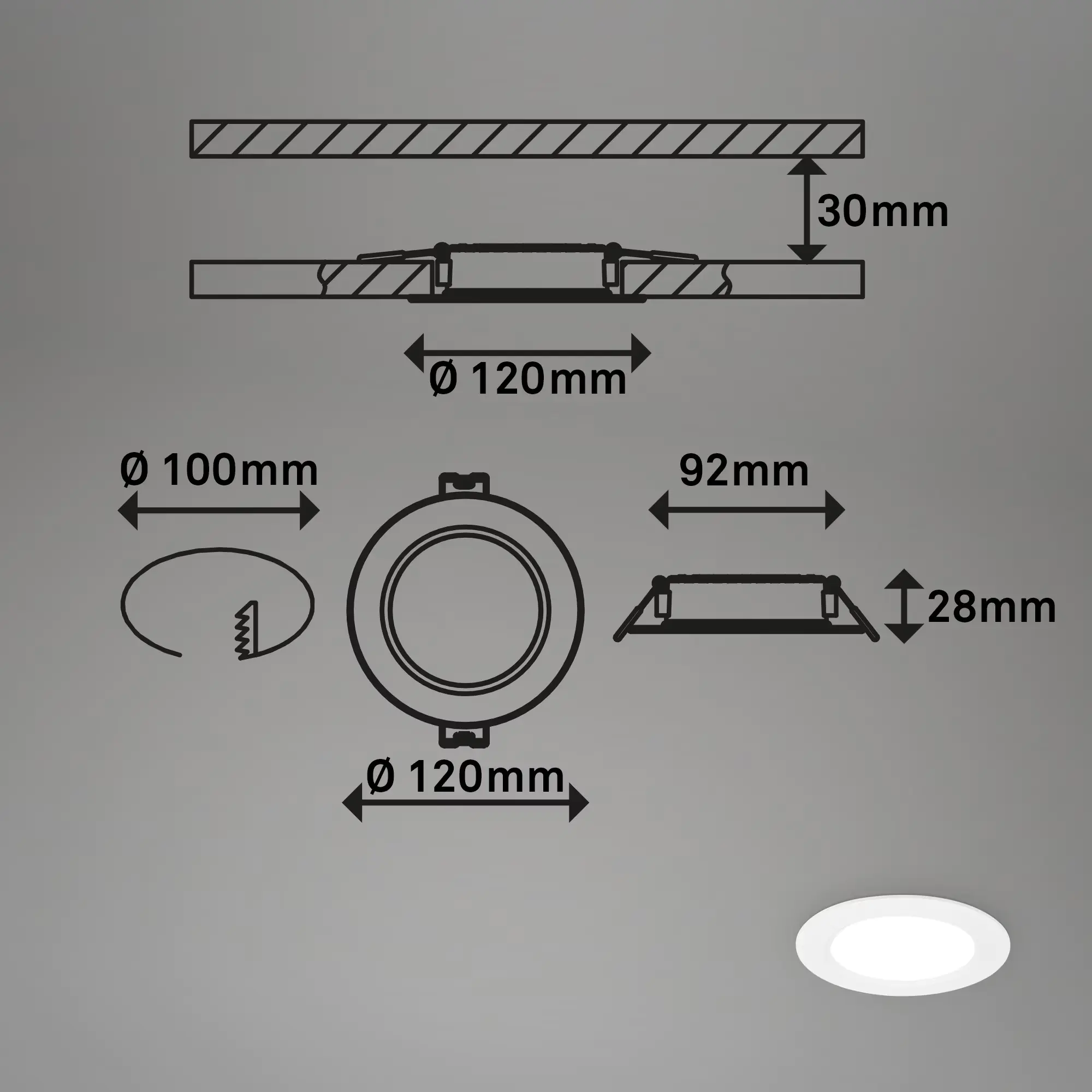 Briloner LED-Einbauleuchten Ultraflat 3er Set 6W 660lm weiß