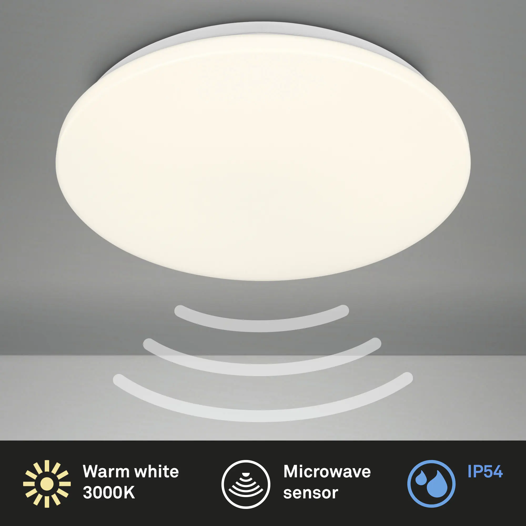 Briloner LED-Deckenleuchte Walk mit Bewegungsmelder Ø 35 x 5,5 cm warmweiß weiß
