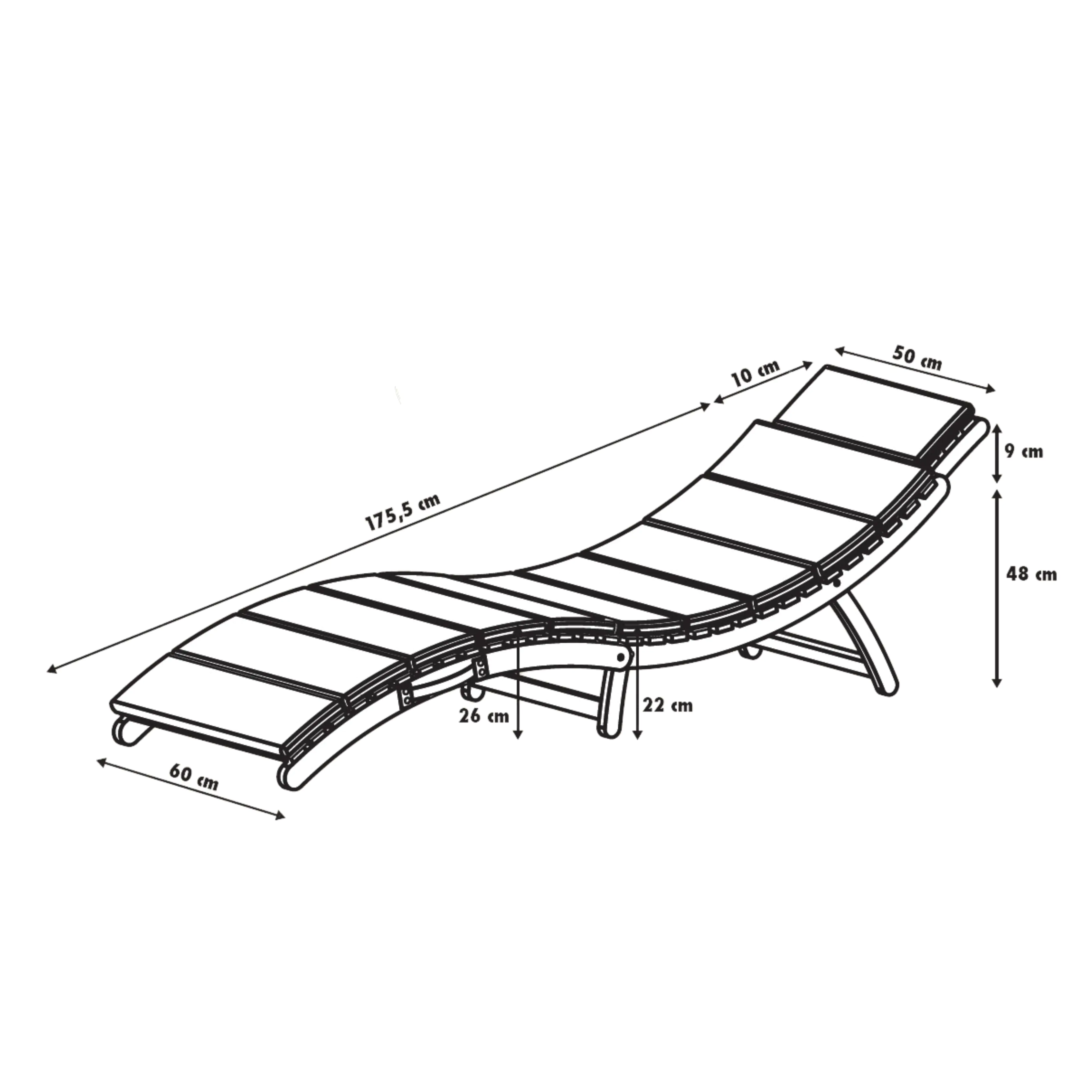 Primaster Gartenliege Lago 185 cm zusammenklappbar