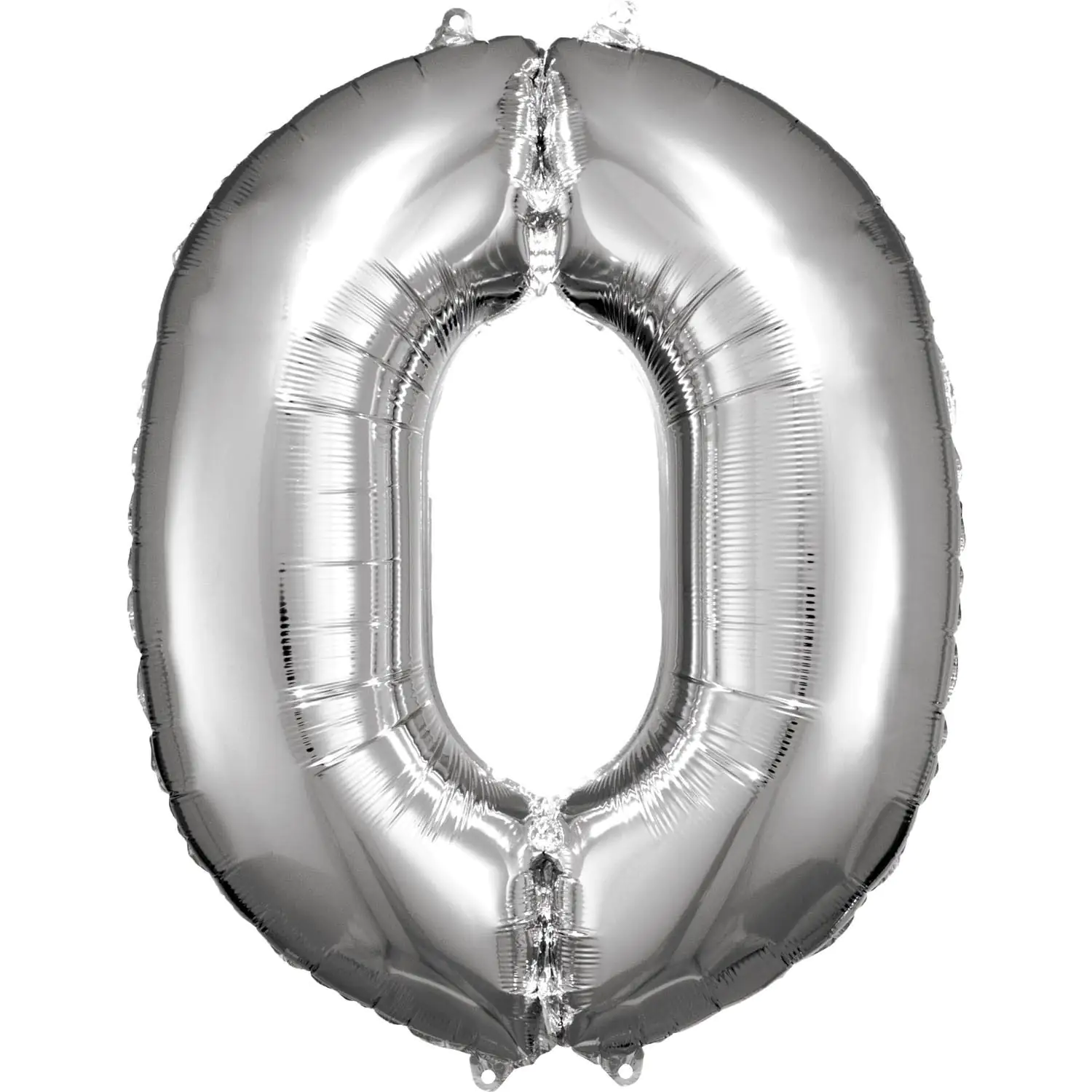 Folienballon Zahl 0 silber 70 cm x 86 cm