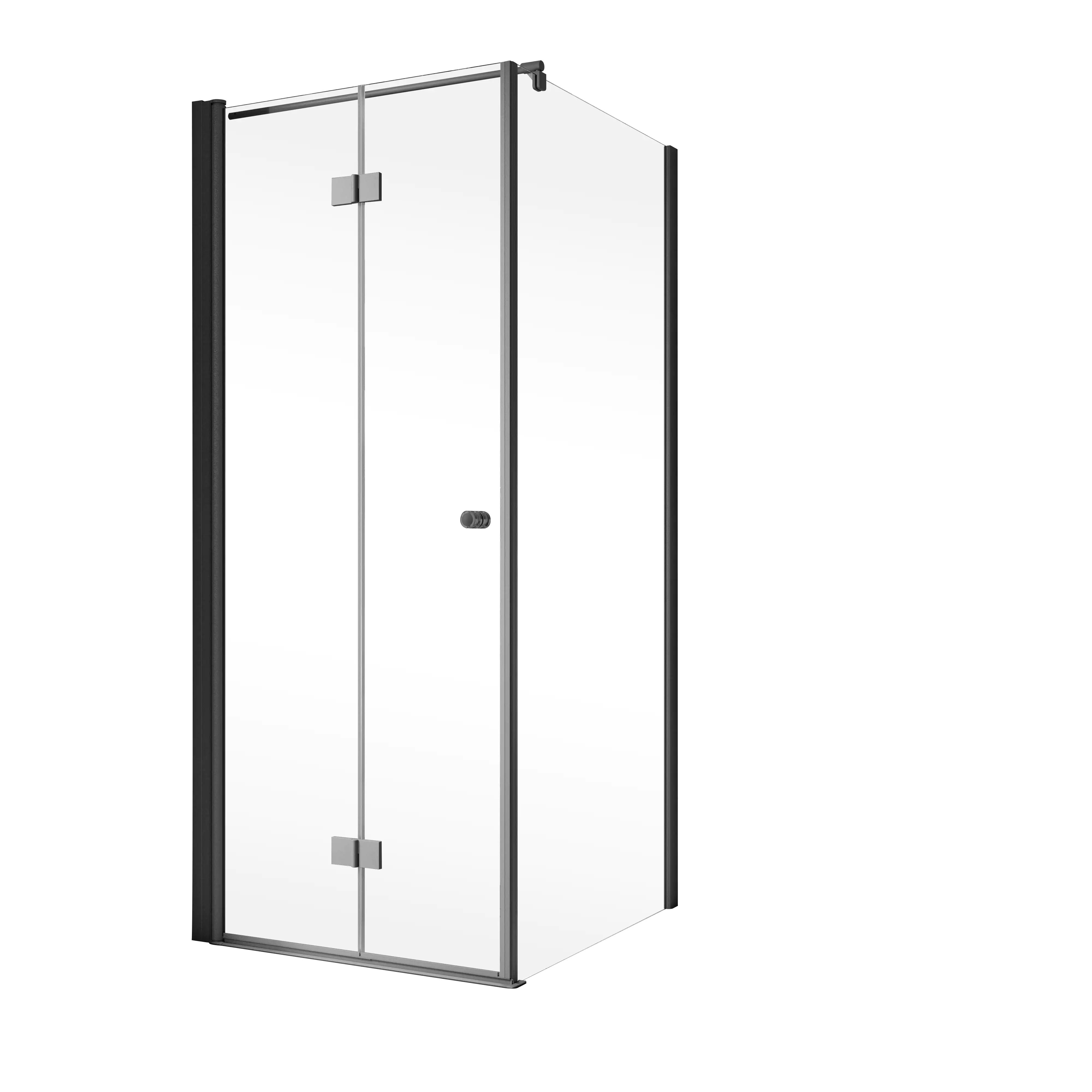 Schulte Drehfalttür und Seitenwand rechts 90 x 90 x 200 cm Garant 2.0 mattschwarz Türanschlag links
