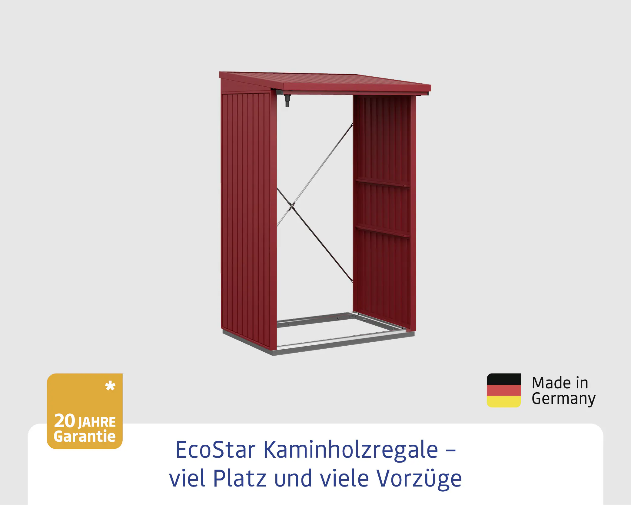 Ecostar Kaminholzregal Trend-V Typ 1, purpurrot, mit Verstrebung