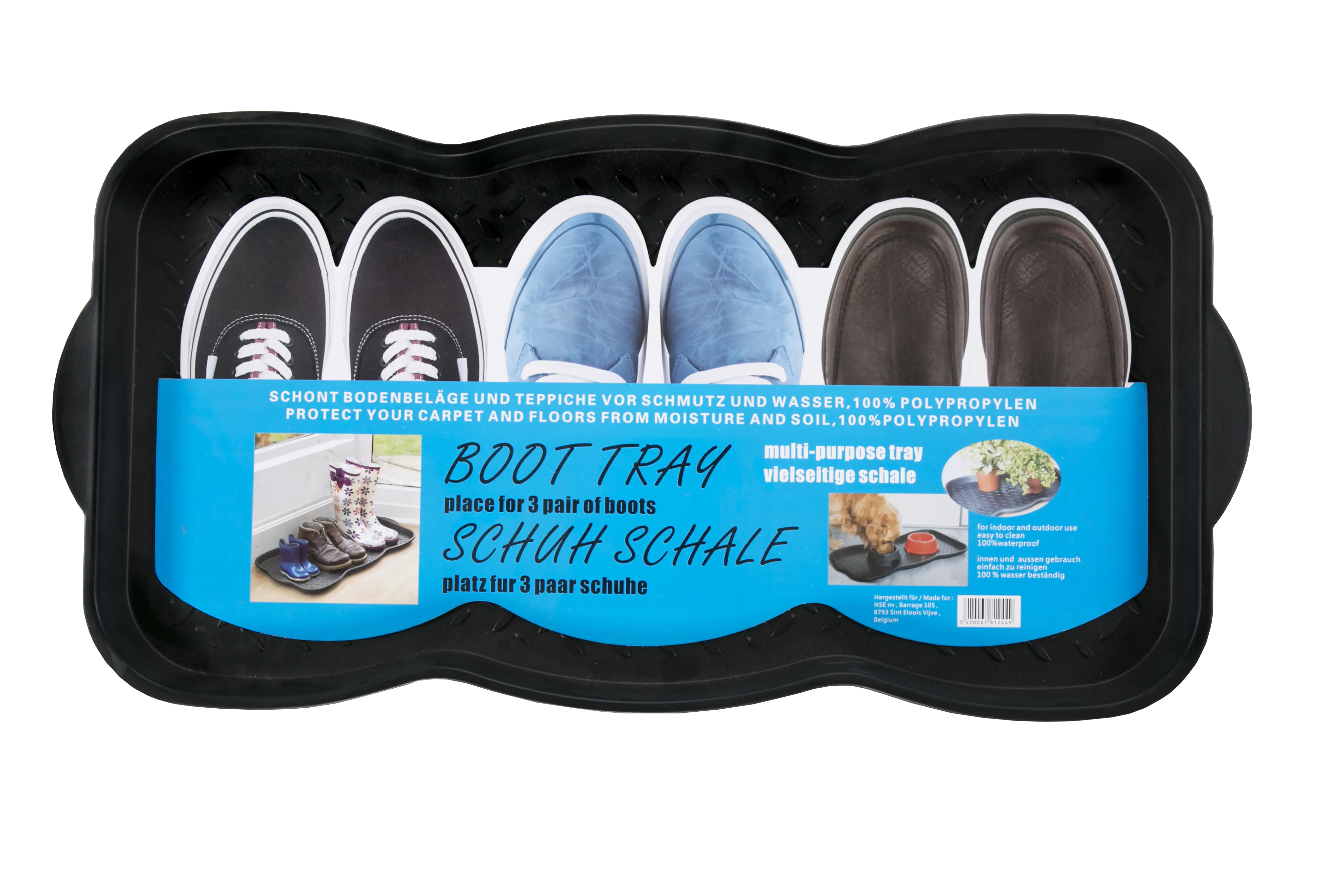Schuhabtropfschale schwarz, 38 x 75,5 cm