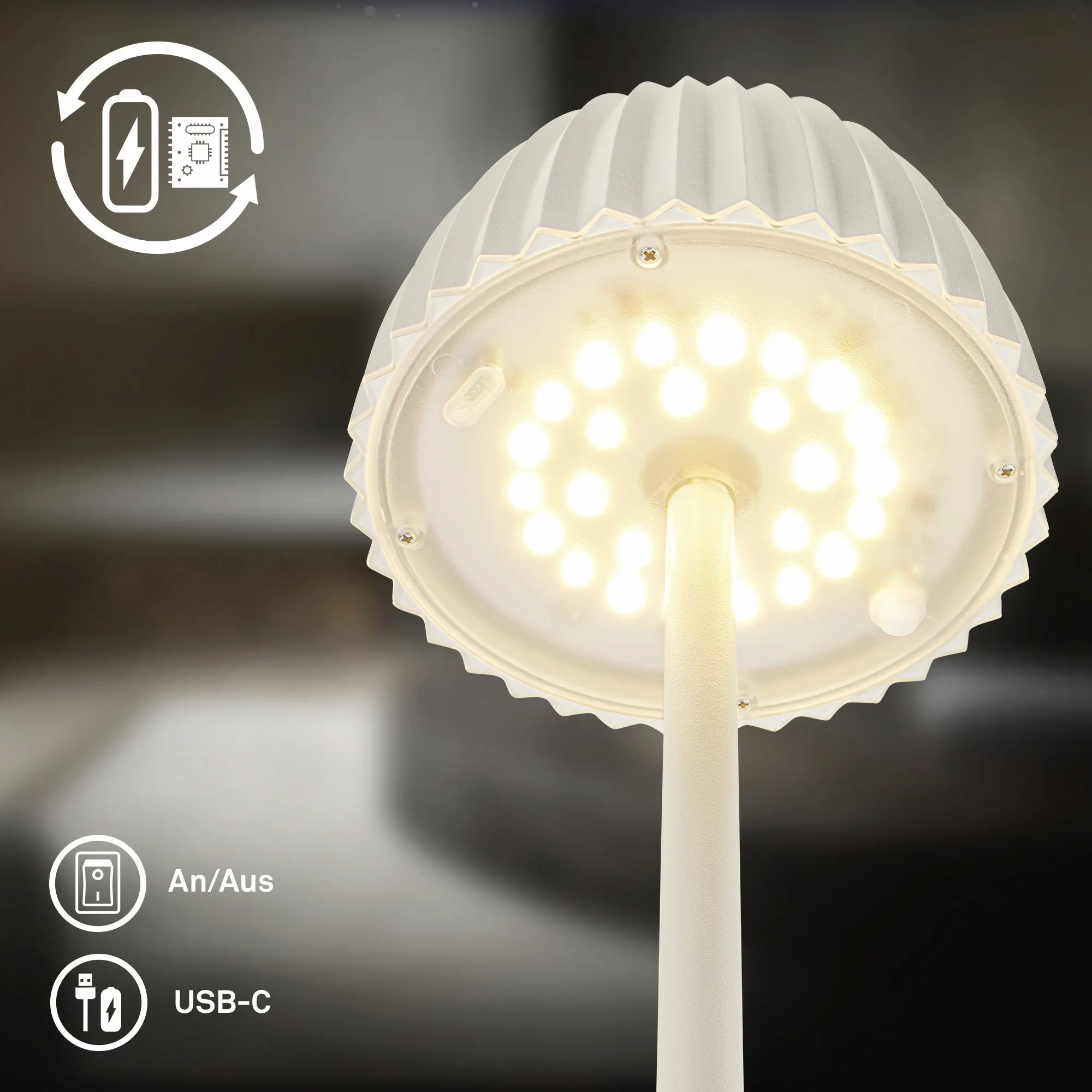 Briloner LED-Stehleuchte Riffle mit Akku weiß dimmbar