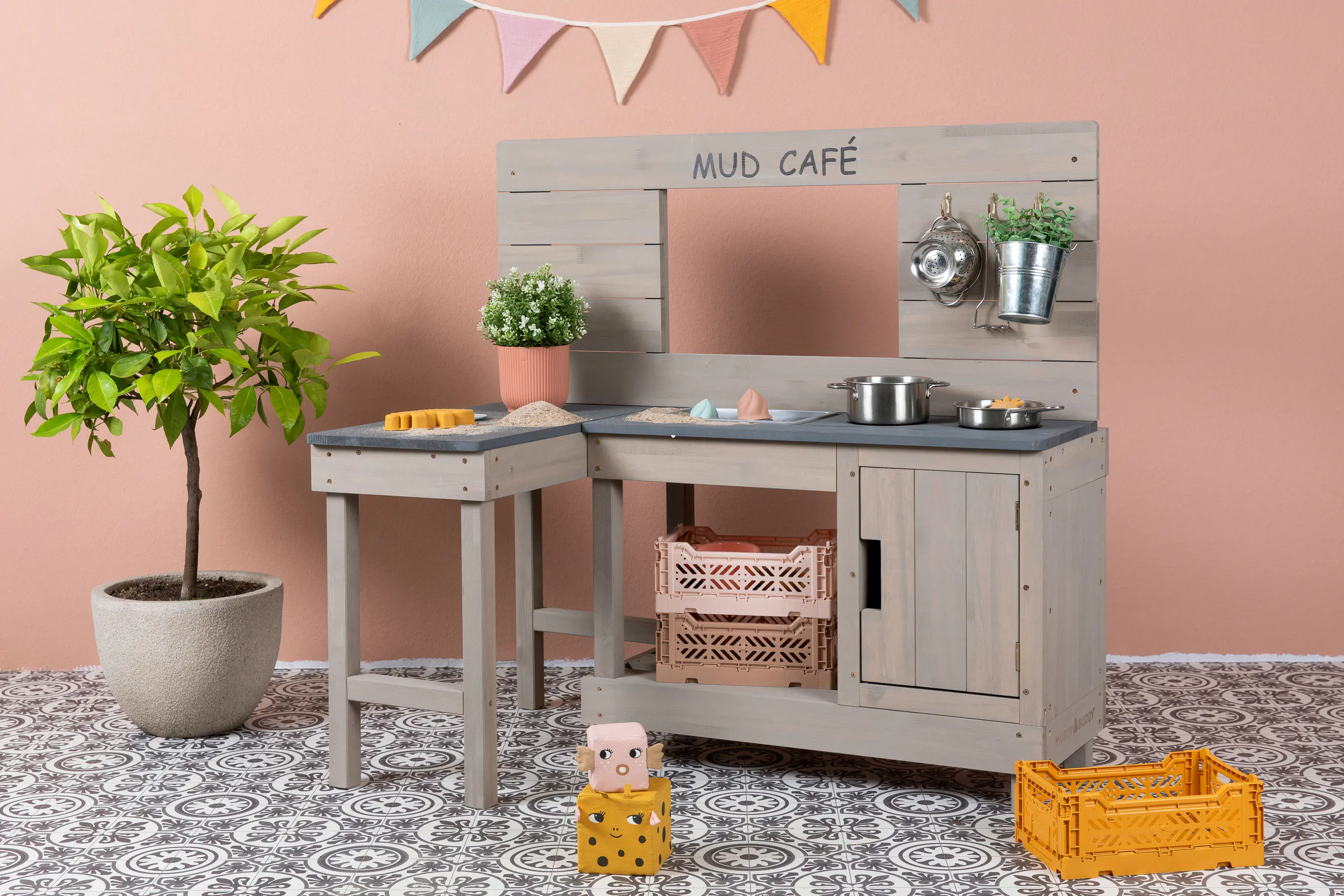 Muddy Buddy Matschküche Coffee Corner warmgrau 100 x 60 x 95 cm