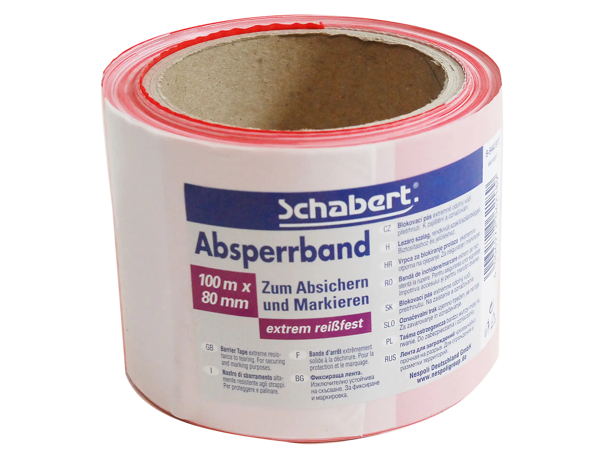 Schabert Absperrband 100 m x 80 mm rot/weiß