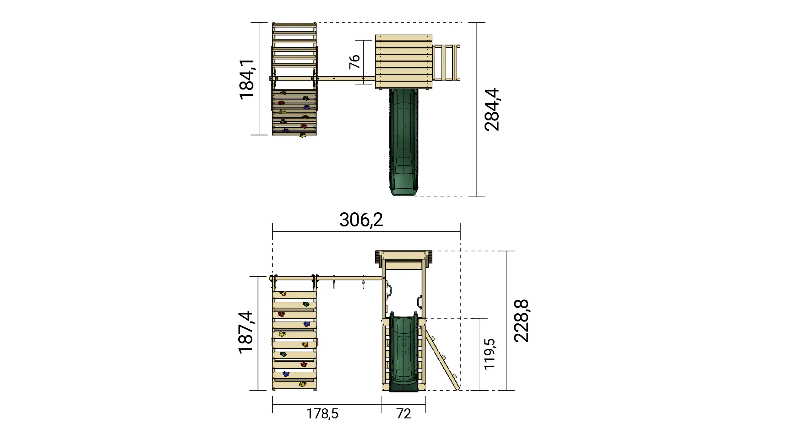 Weka Spielturm Sevilla 306,2 x 284,4 x 228,8 cm
