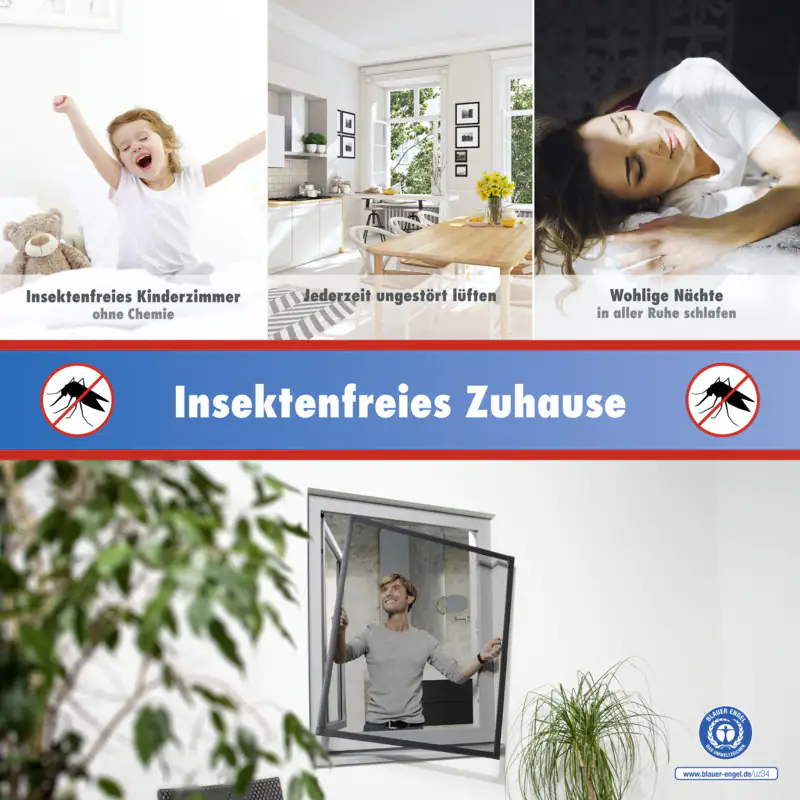 TrendLine Fliegenschutz-Fenster 100 x 120 cm anthrazit/anthrazit kürzbar