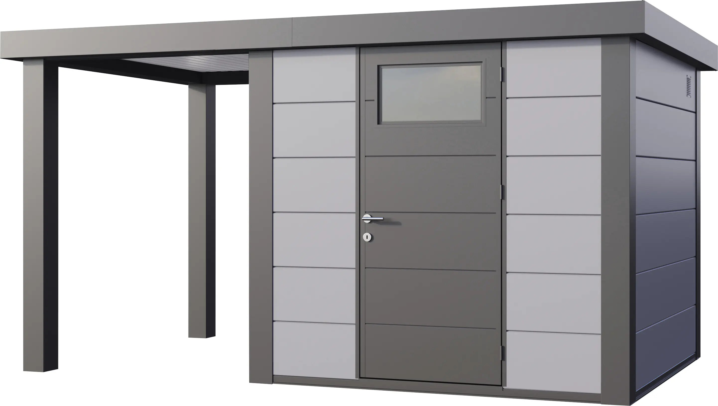 Telluria Gerätehaus Classico Open Lounge S 2424 links lichtgrau 406 x 238 cm