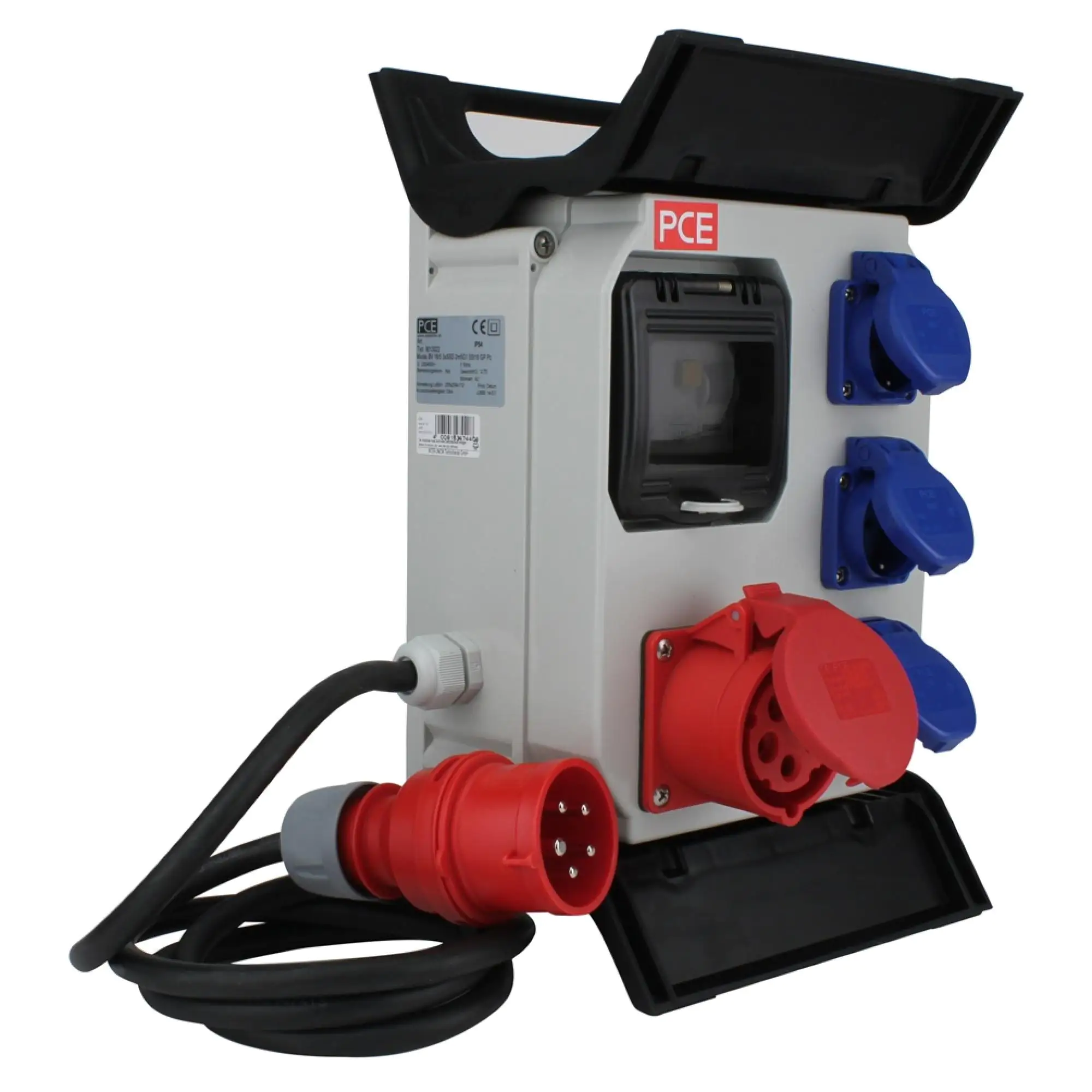 PCE CEE-Mobil-Verteiler 1x CEE & 3x Schutzkontakt 2 m