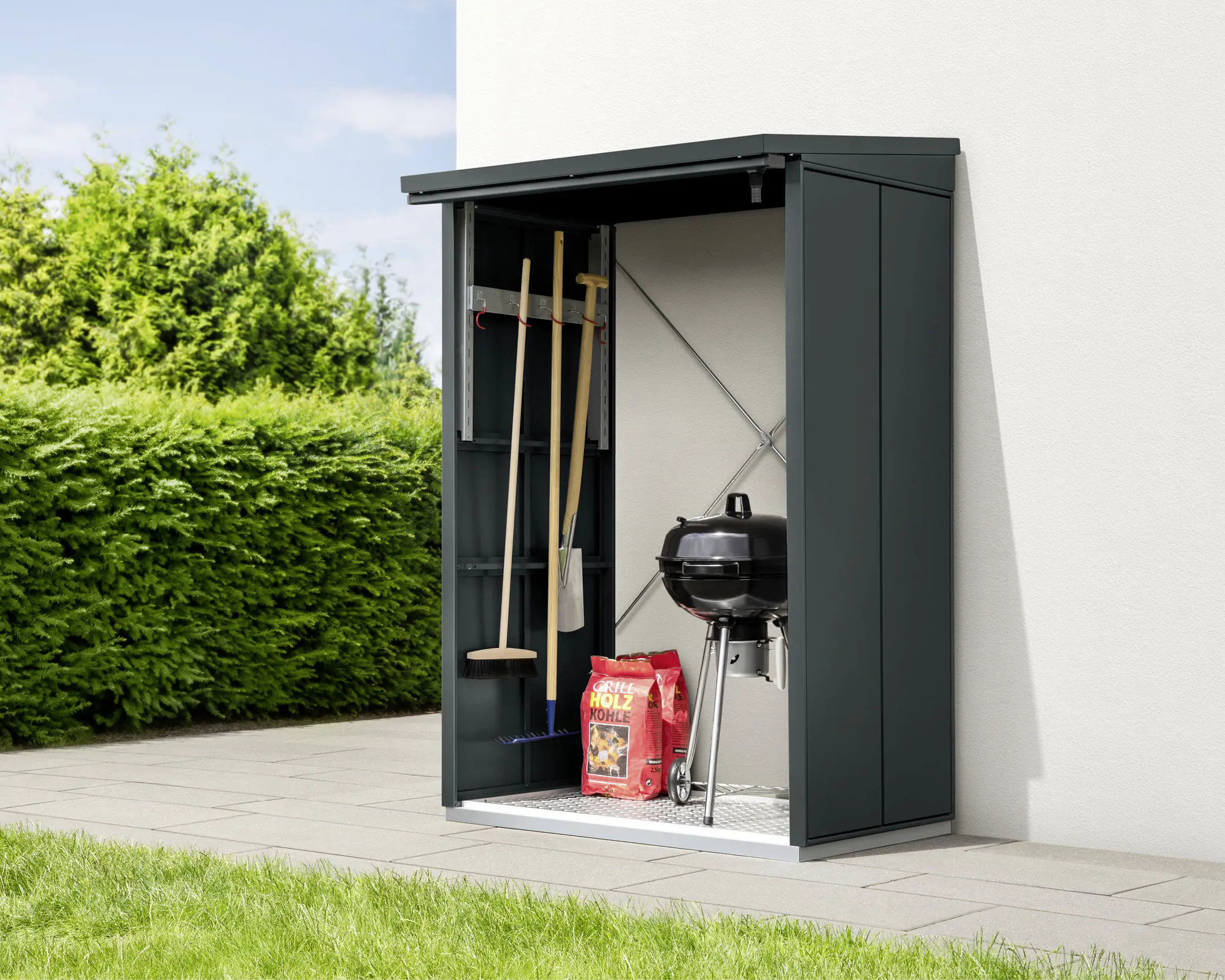 Ecostar Kaminholzregal Elegant-V Typ 1, anthrazitgrau, mit Verstrebung