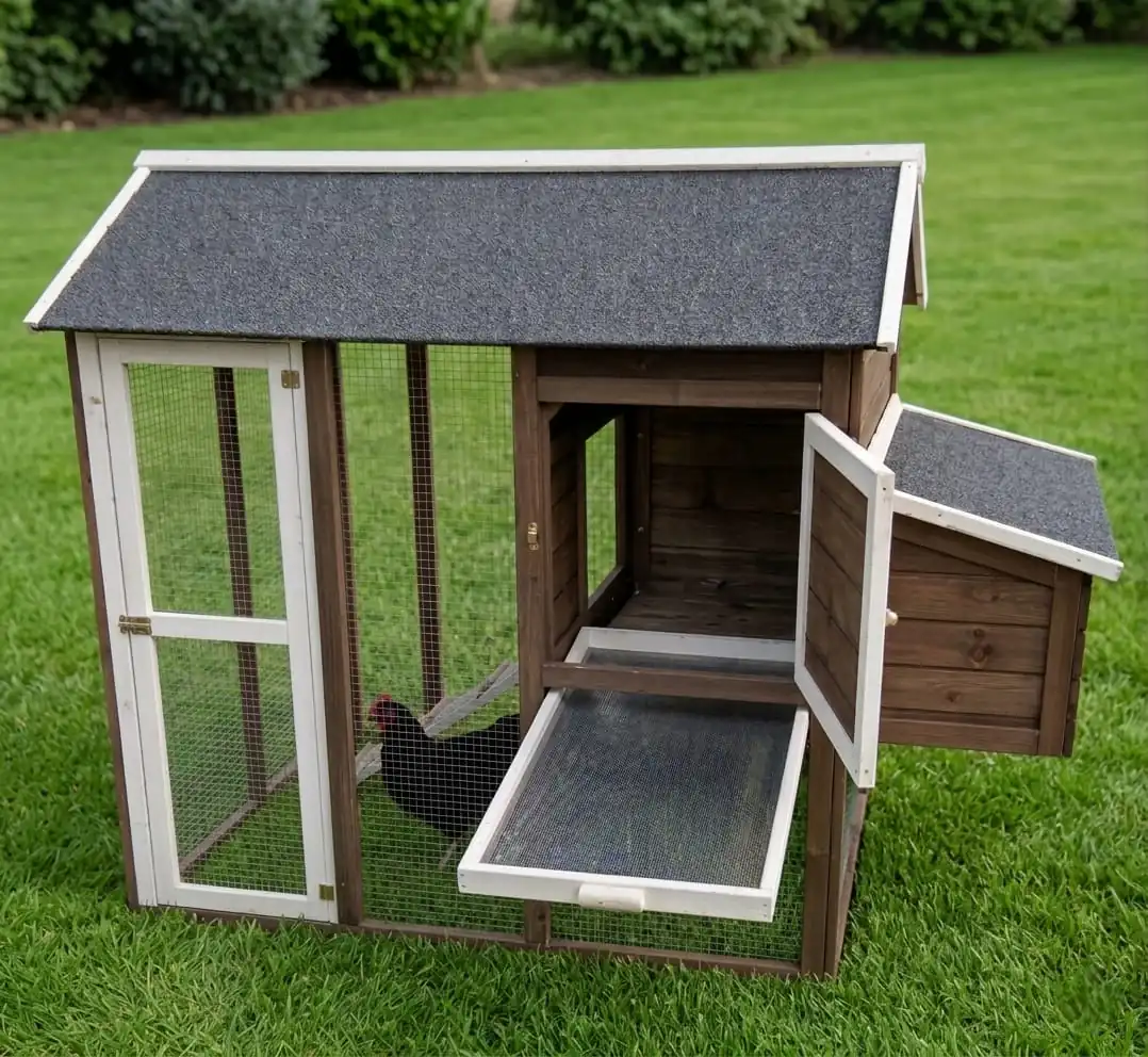 Hühnerhaus Cleo mit 148 x 189 cm Gehege & Legebox braun/anthrazit
