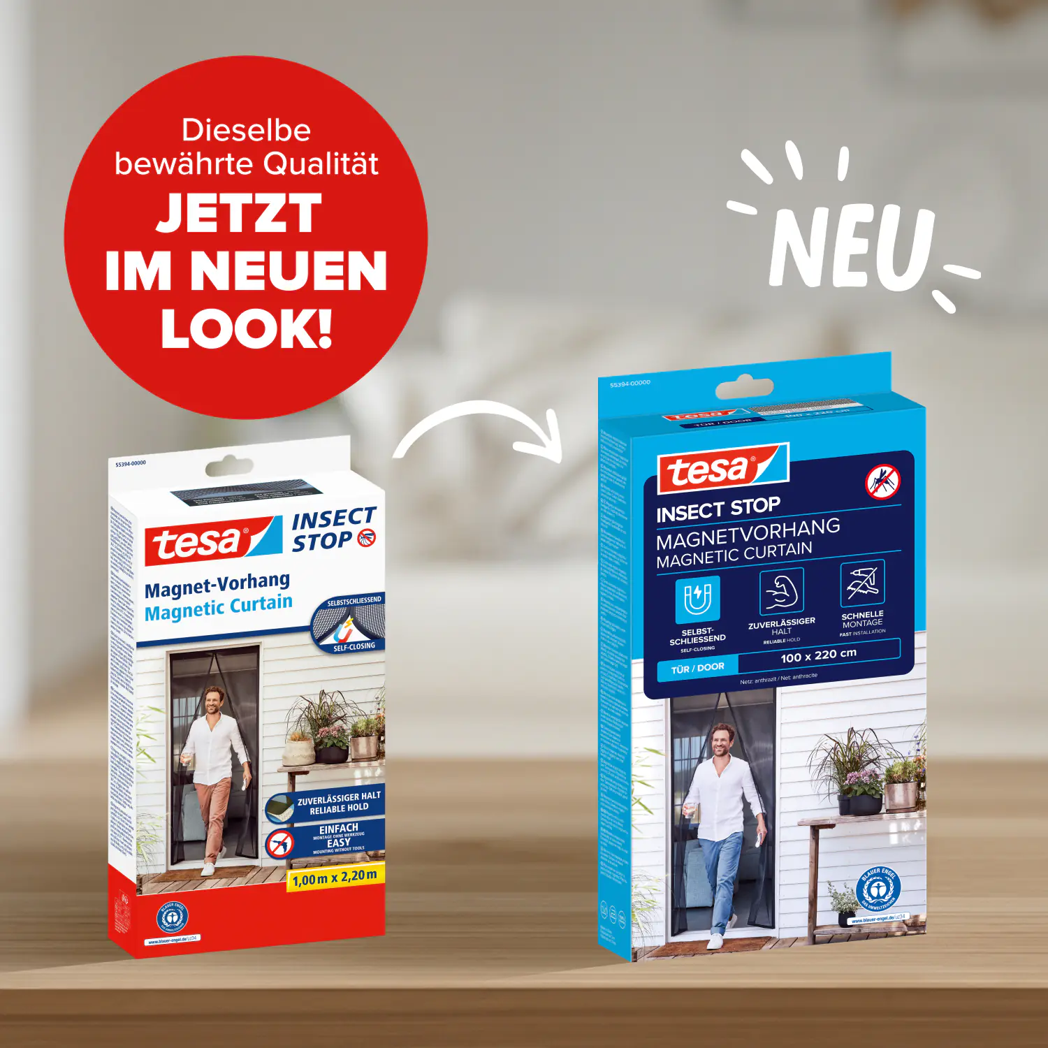 tesa Fliegengitter Magnetvorhang 100 x 220 cm anthrazit