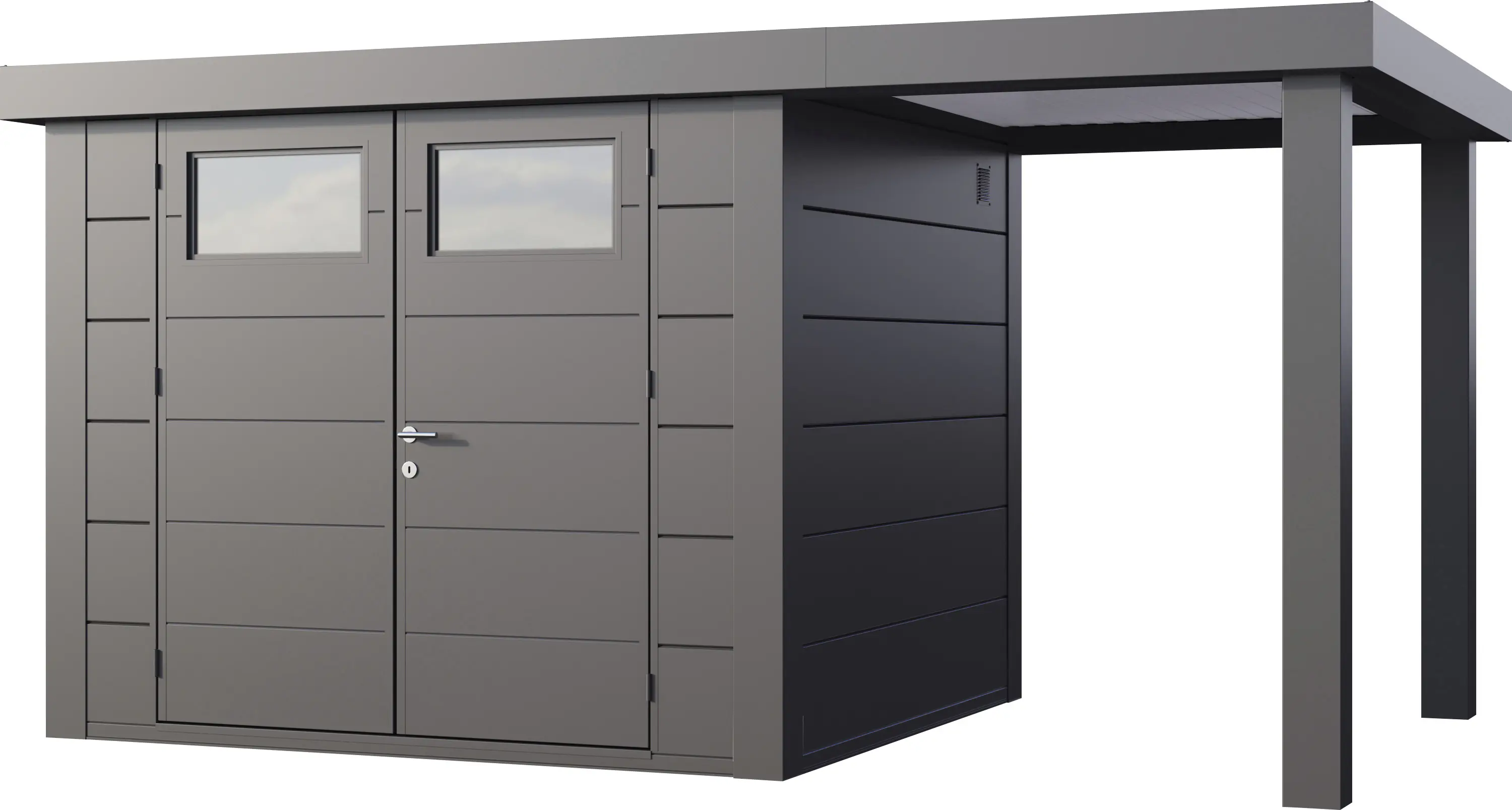 Telluria Gerätehaus Classico Open Lounge S 2724 rechts granitgrau 436 x 238 cm