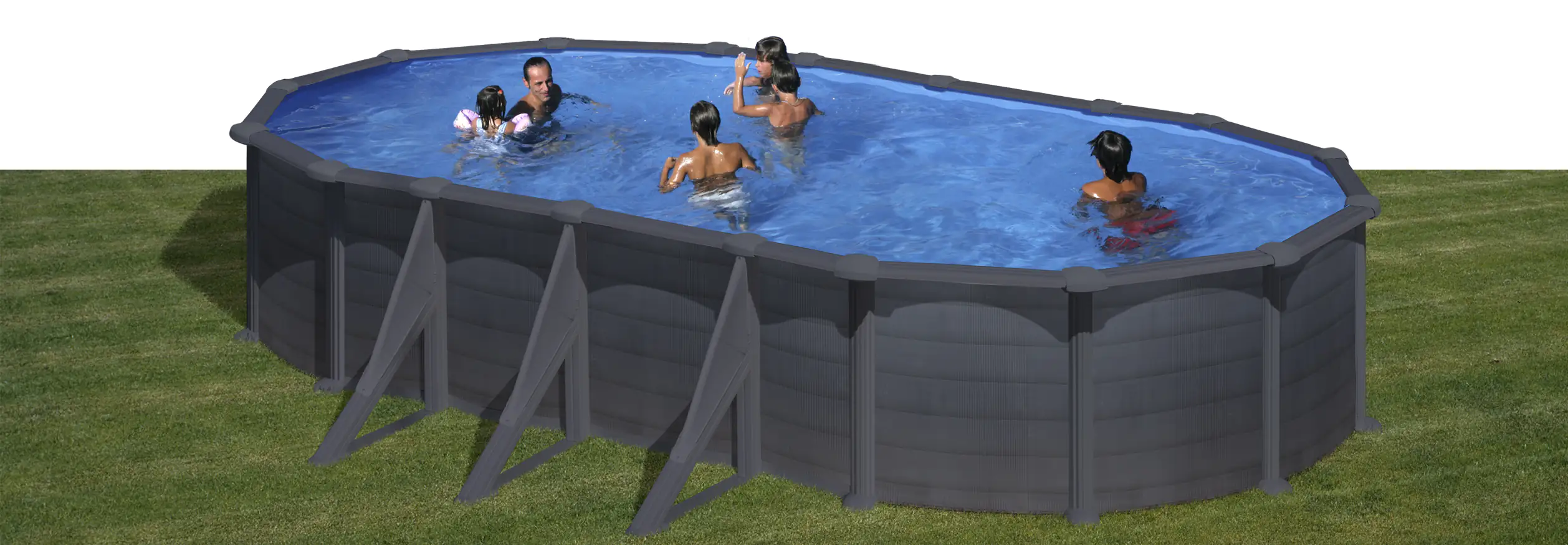 Gre Stahlwandpool Granada oval 730 x 375 x 132 cm, graphit