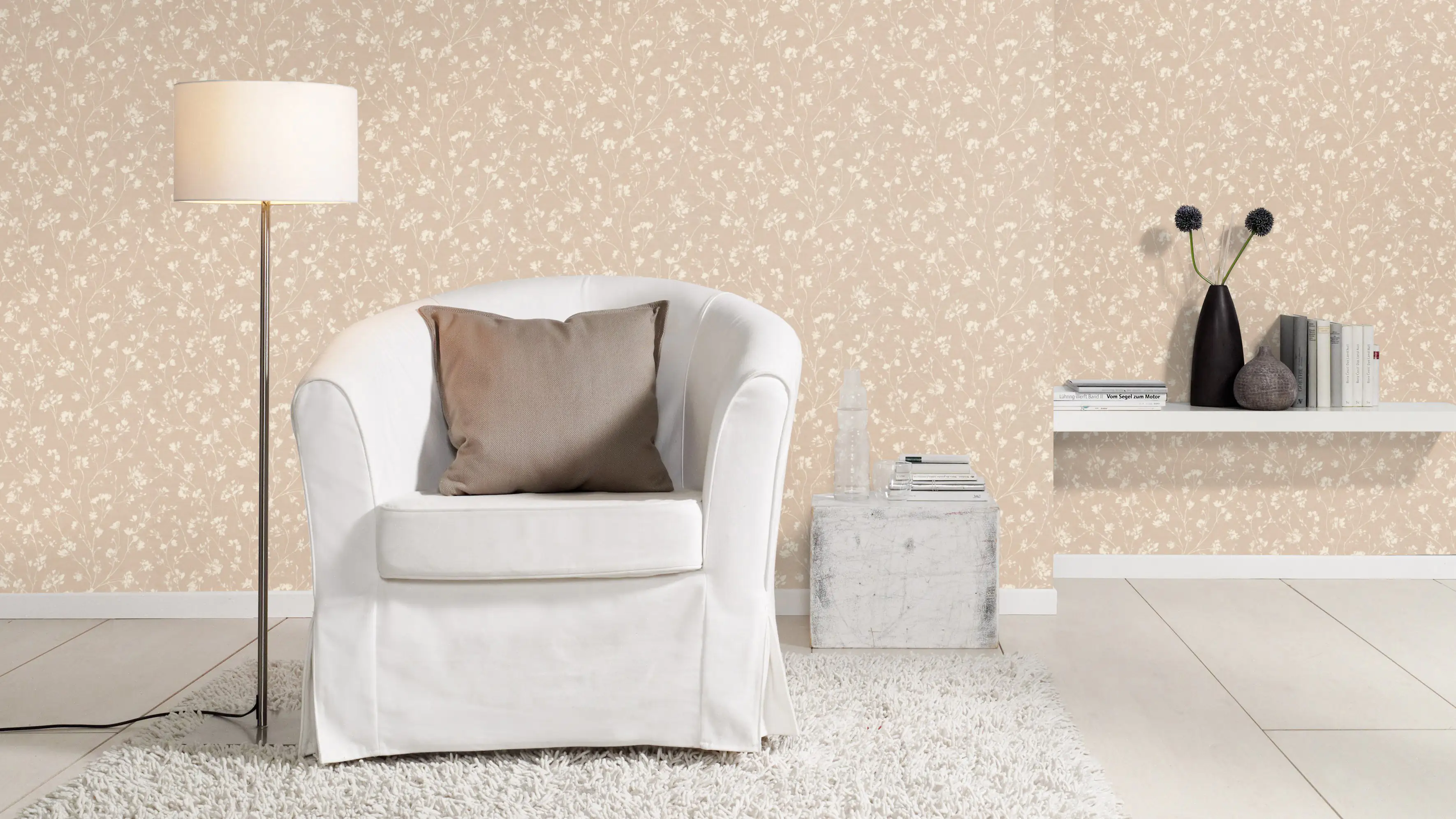 Rasch Vliestapete 463811 Selection Blüten beige-creme, 10,05 x 0,53 m
