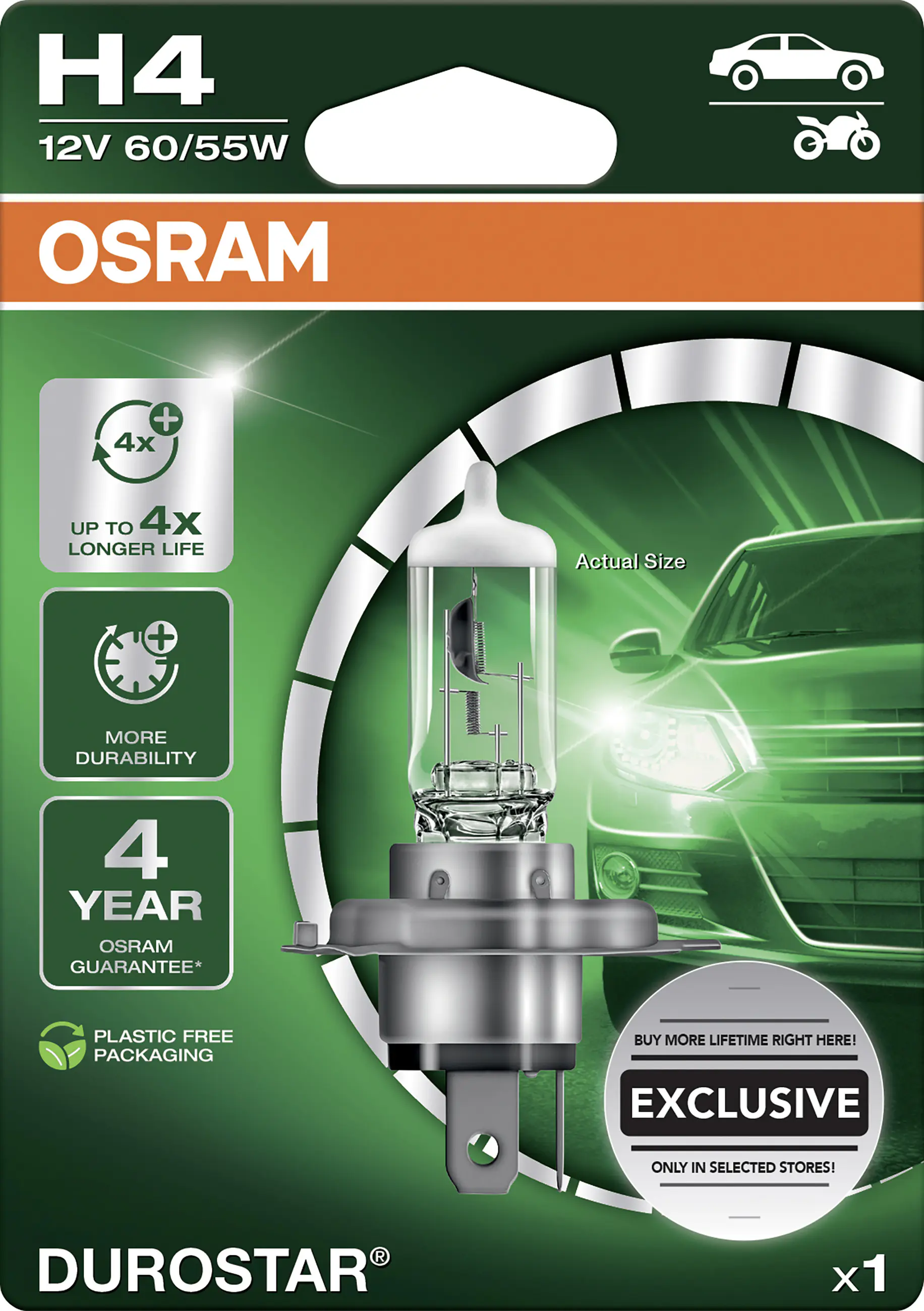 Osram Scheinwerferlampe H4 Durostar 2.0