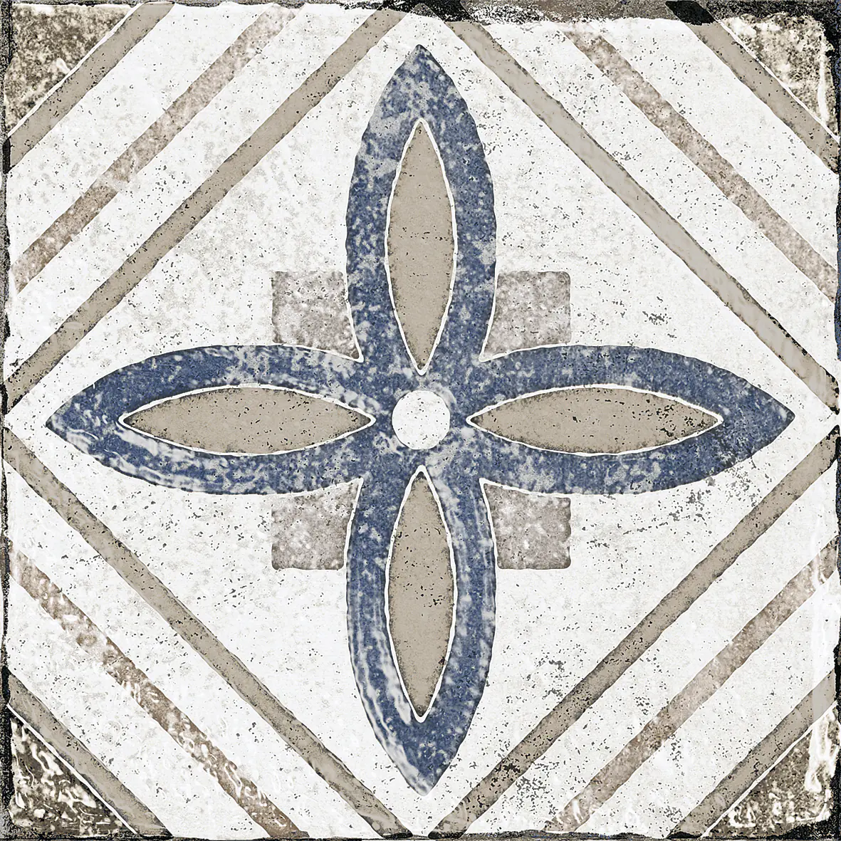 Bodenfliese Feinsteinzeug Marrakesh 20 x 20 cm blau-beige