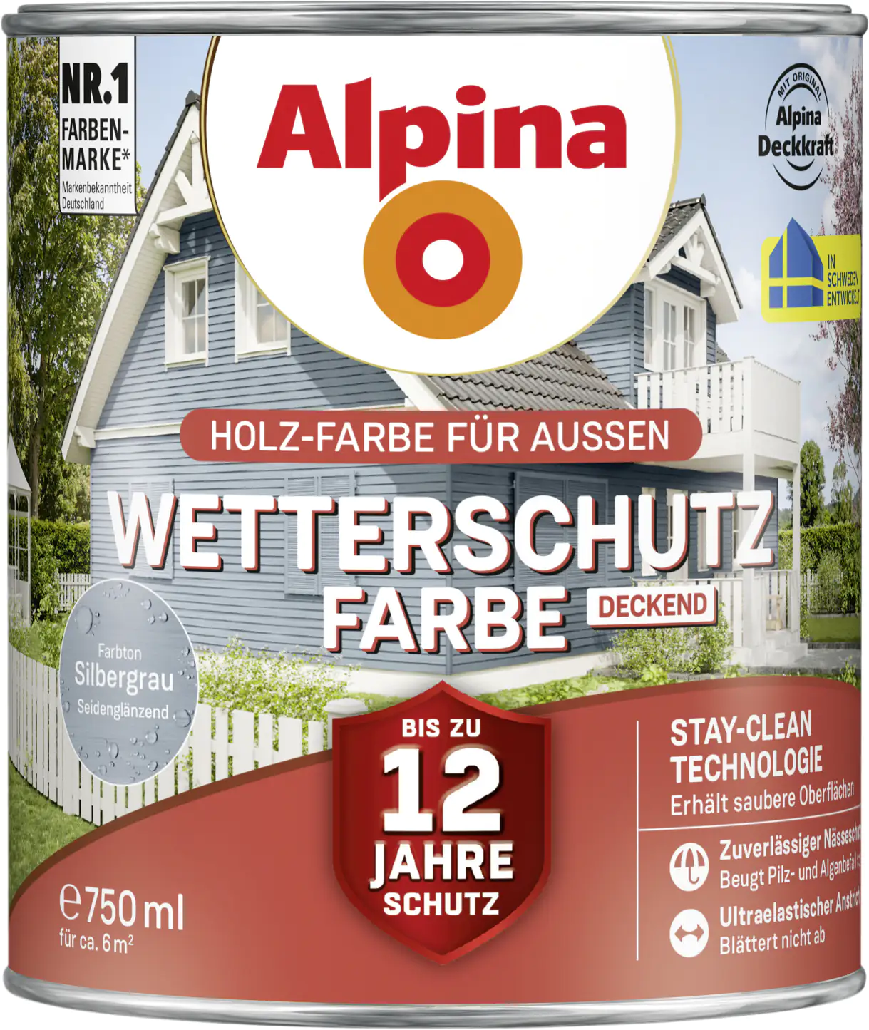 Alpina Wetterschutzfarbe 0,75 L silbergrau