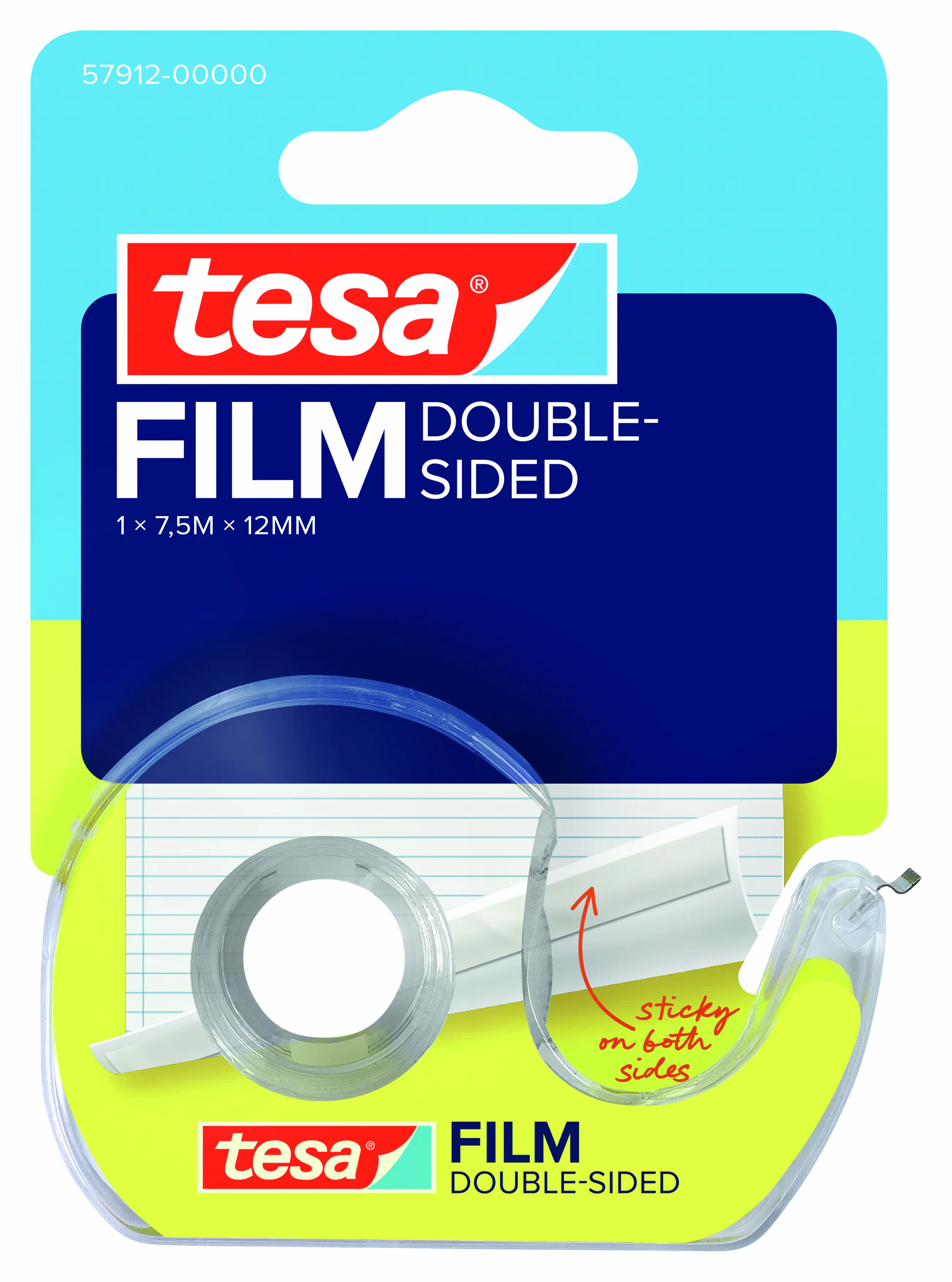tesa doppelseitiger Klebefilm, 1 Rolle mit Abroller 7,5 m x 12 mm