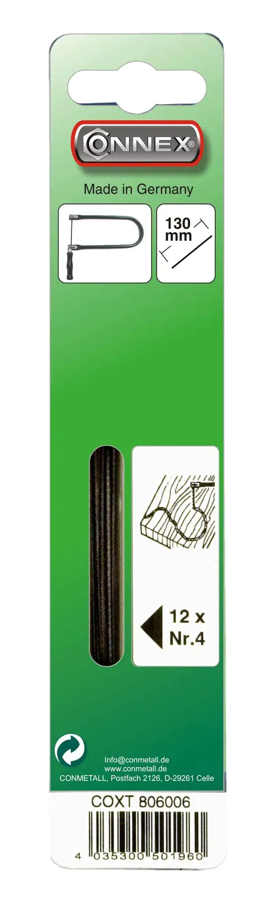 Connex Laubsägeblatt Taifun für Holz Größe 4 – 12 Stück
