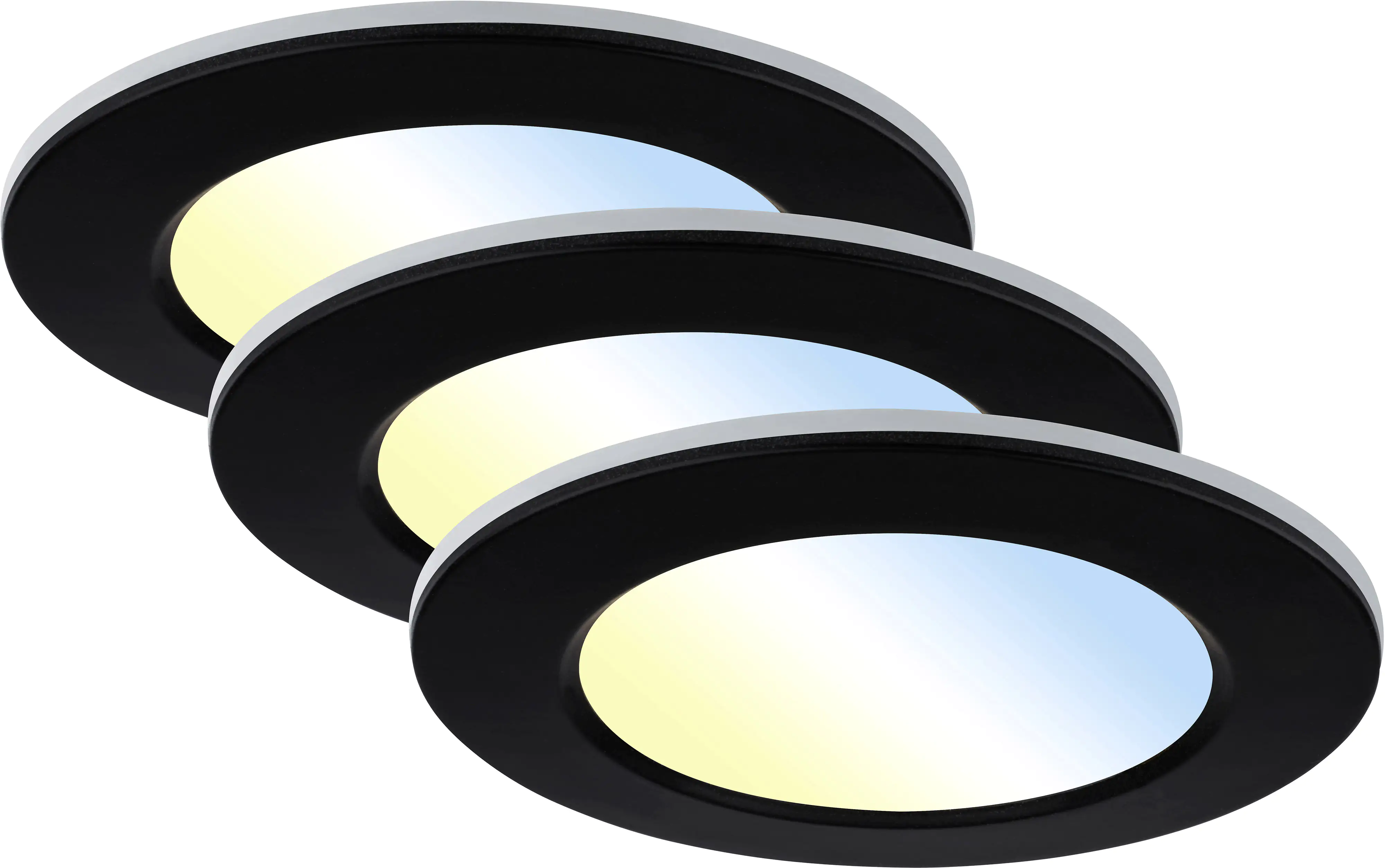 Di-Ka LED Einbauleuchte Fungo RGBW 3er Set schwarz Ø 9,2 cm 4,8 W dimmbar