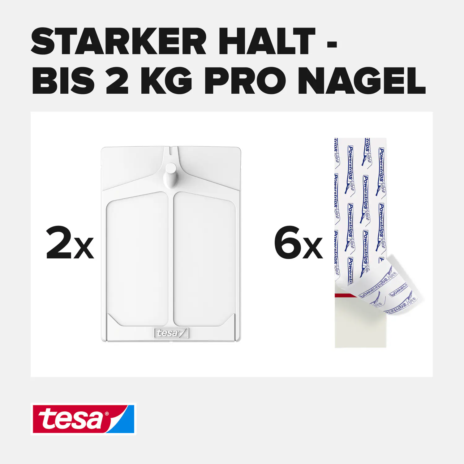 tesa Klebenagel Traglast 2 kg, 2 Stück