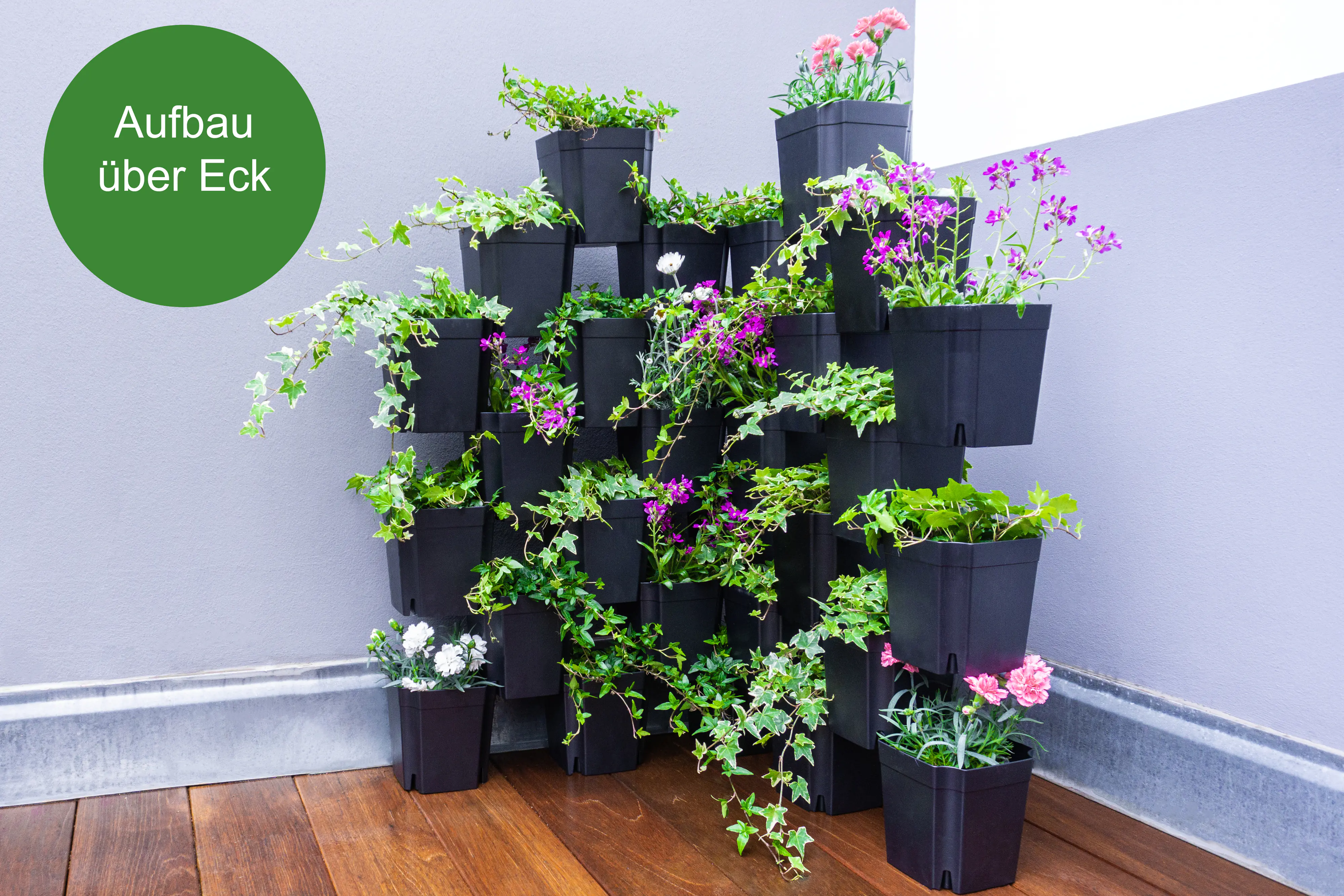 FlexiFlora Pflanztopf Modulares Pflanzsystem 14,5 x 14,5 x 15 cm Kunststoff anthrazit 