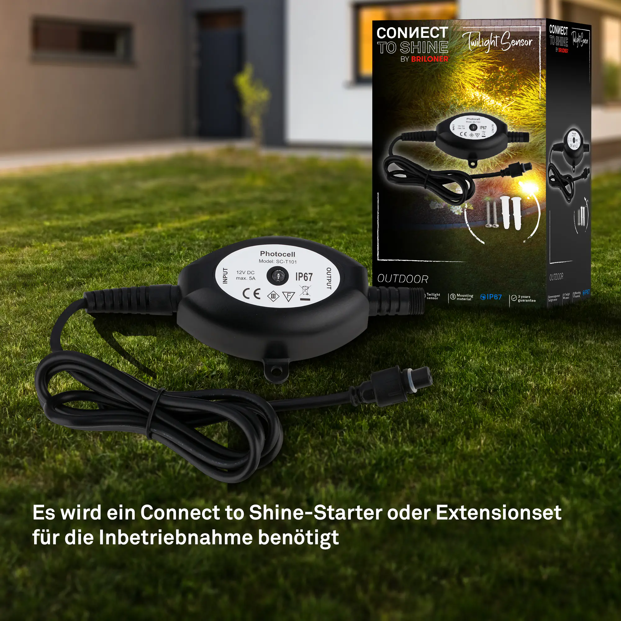 Briloner Dämmerungssensor Connect to Shine 12V schwarz, IP67