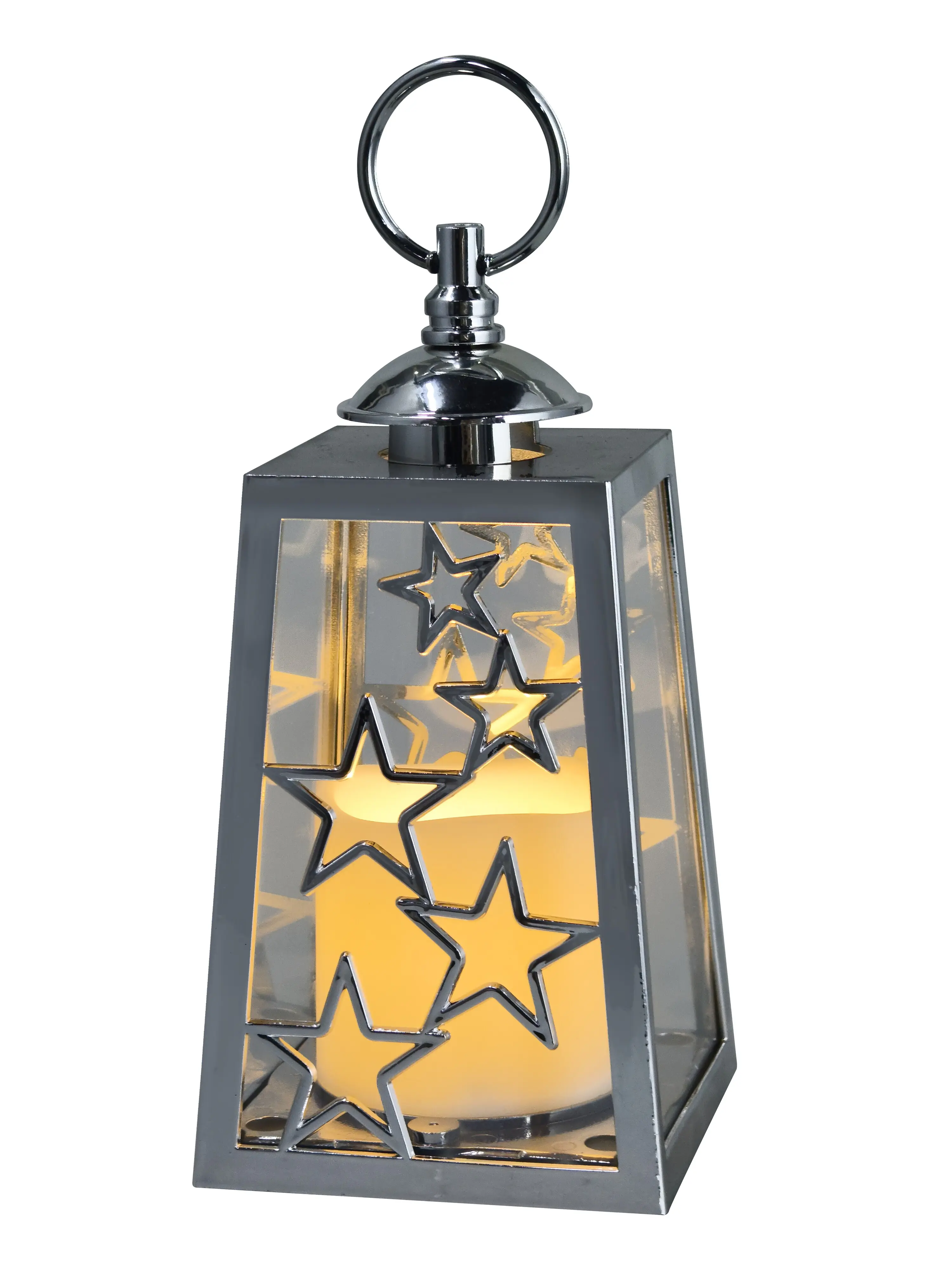 TrendLine LED Laterne 20 cm batteriebetrieben mit Timer warmweiß silber
