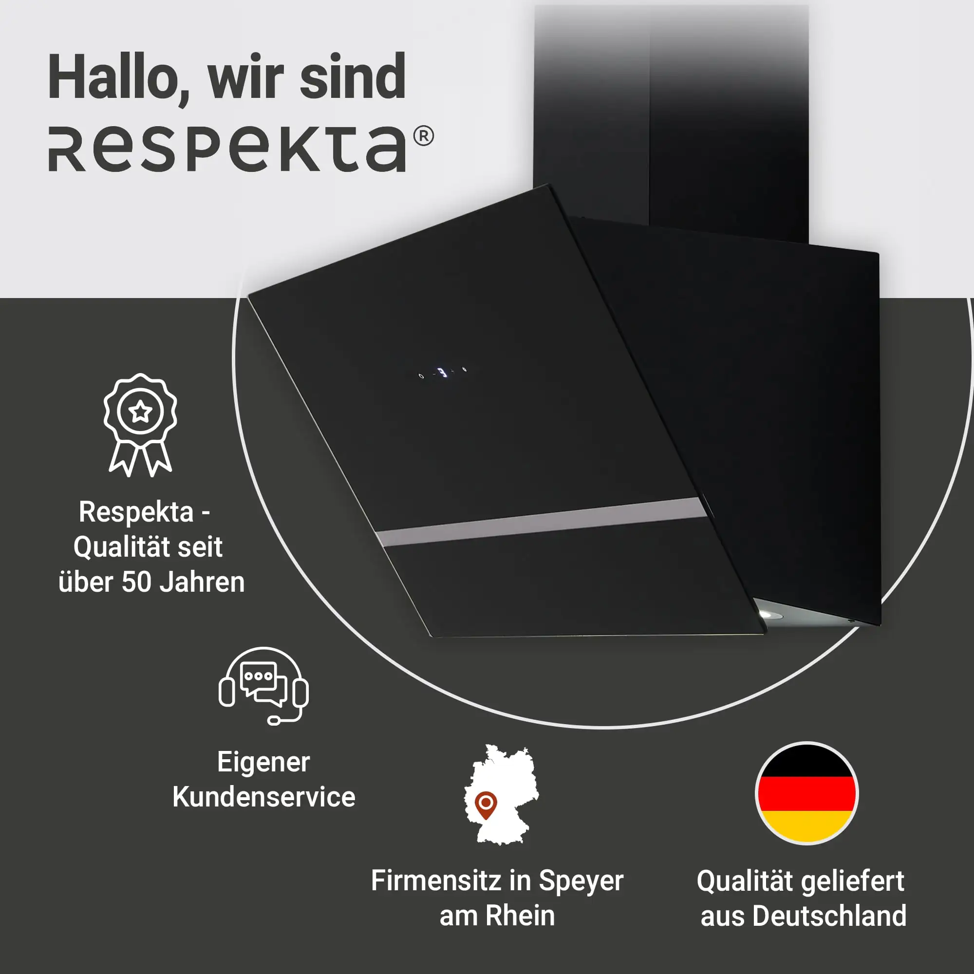 respekta Design-Schräghaube 60 cm schwarz Typ / Modell: CH 24060SAM 60 cm