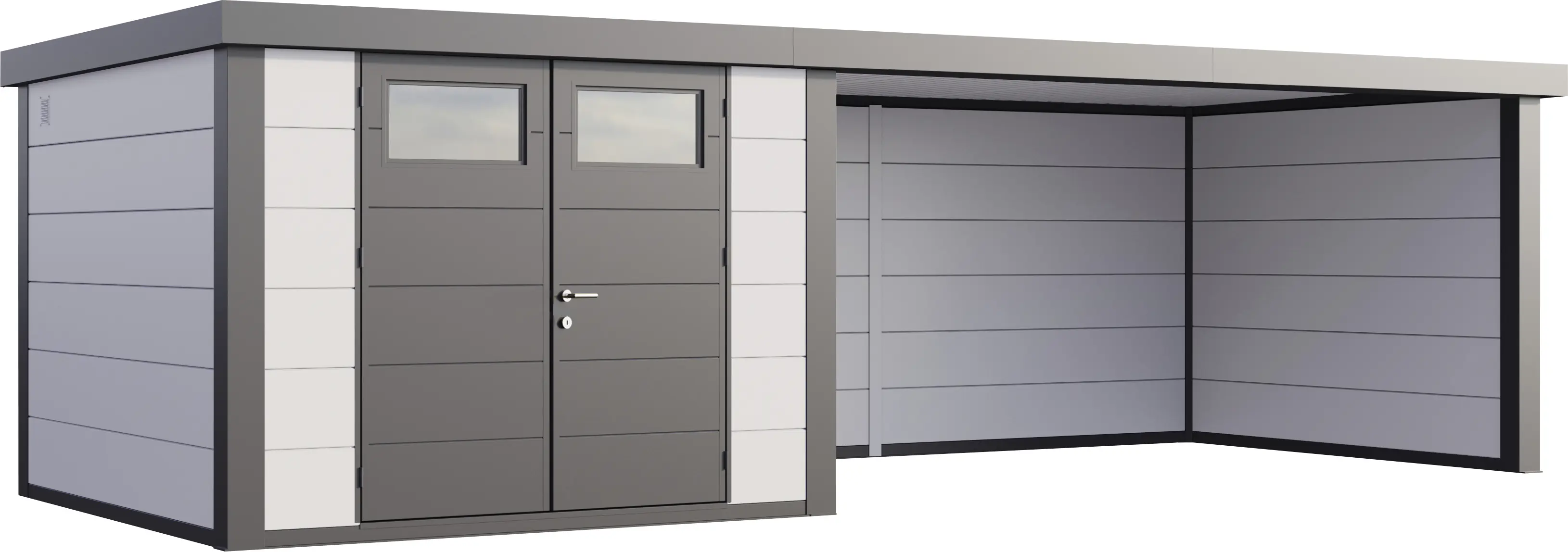 Telluria Gerätehaus Classico Lounge XL 3030 rechts weiß 762 x 298 cm