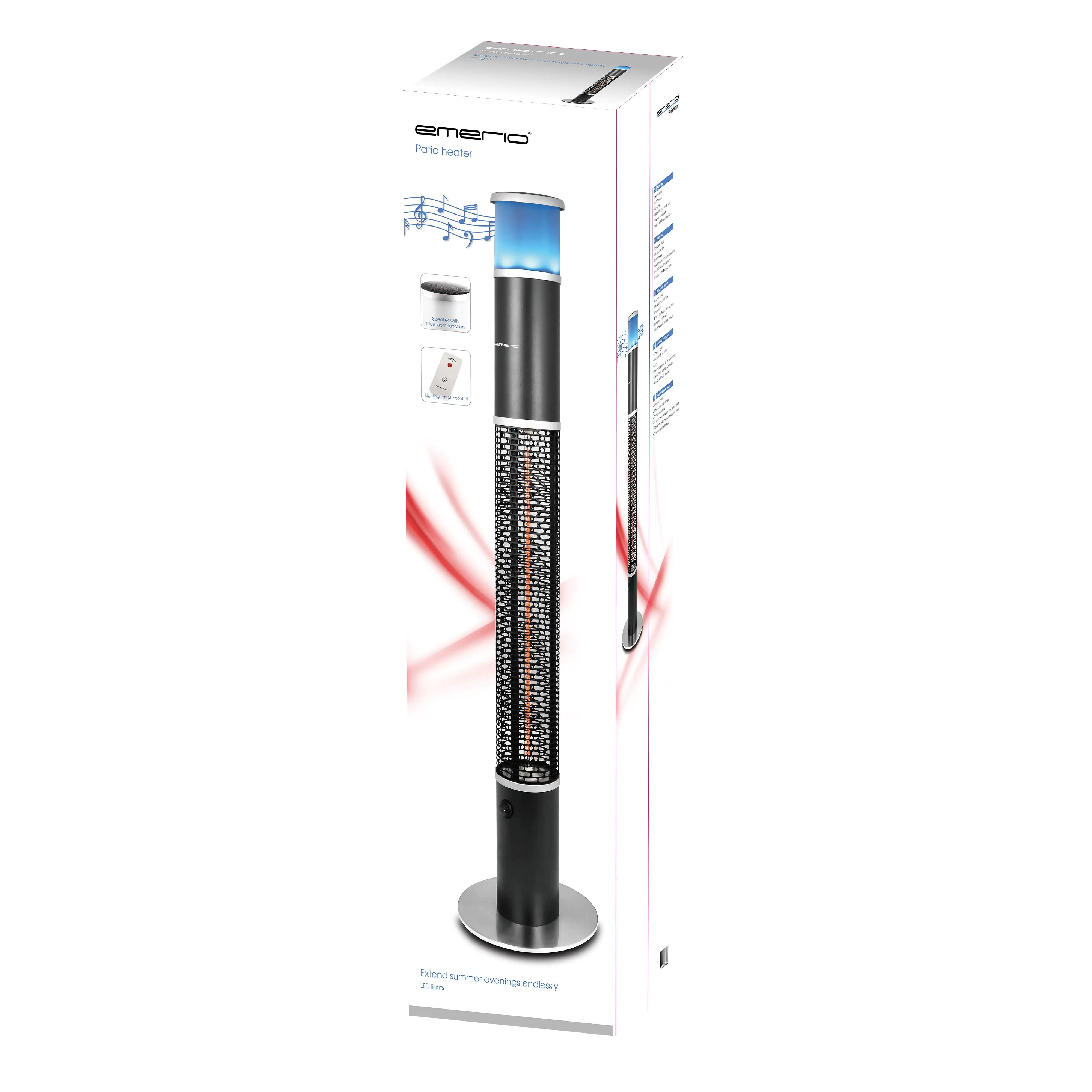 emerio Inrarot Heizlüfter 1500 W, mit LED Leuchte, Lautsprecher Bluetooth