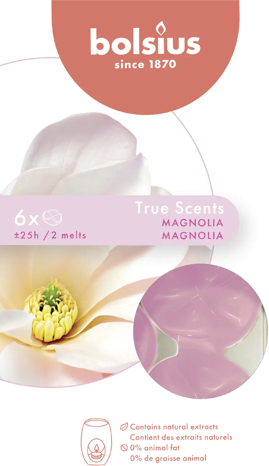 Bolsius Aromatic Wax Melts Magnolie, 6er Pack