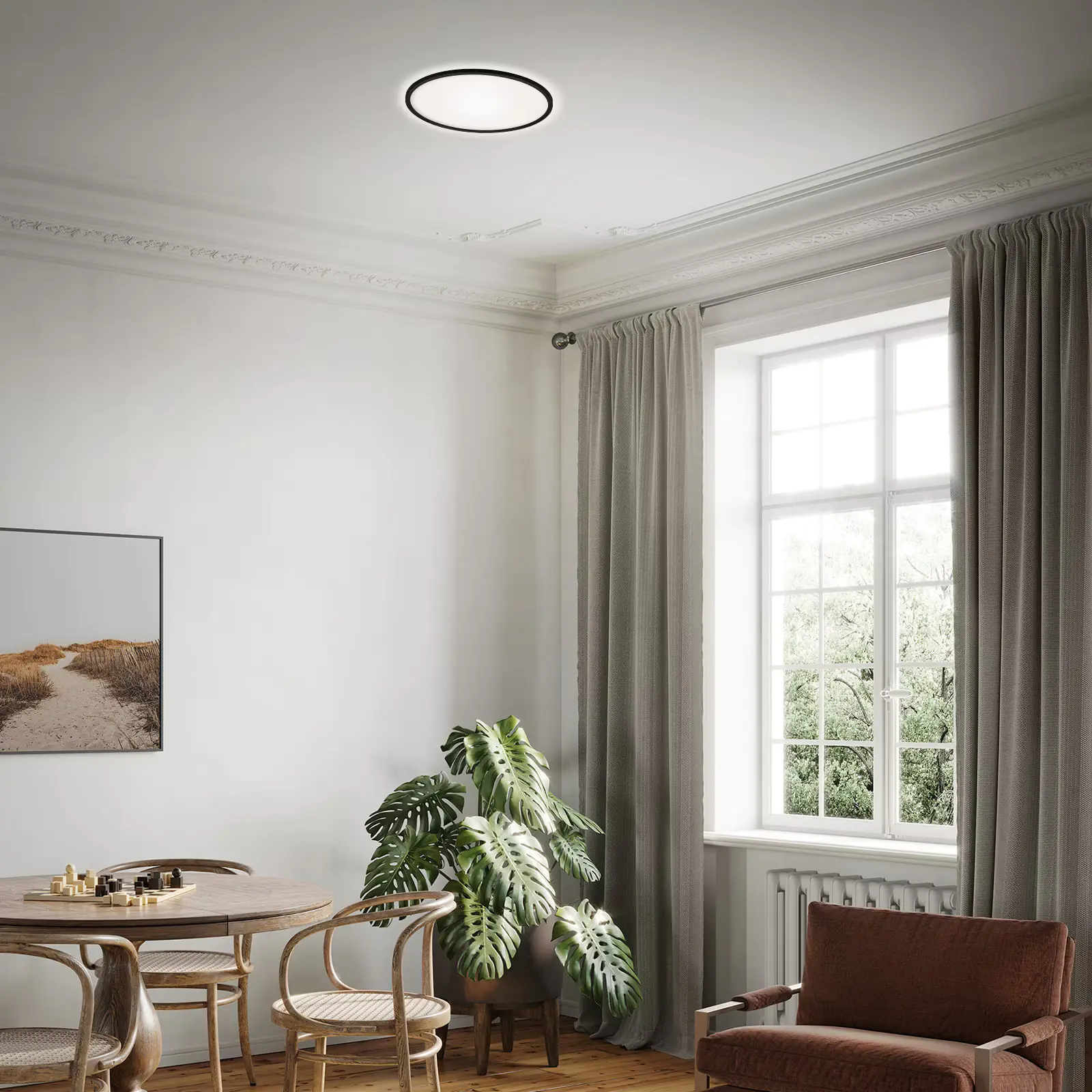 Briloner LED Panel Slim Ø 29,3 cm, schwarz, utraflach CCT