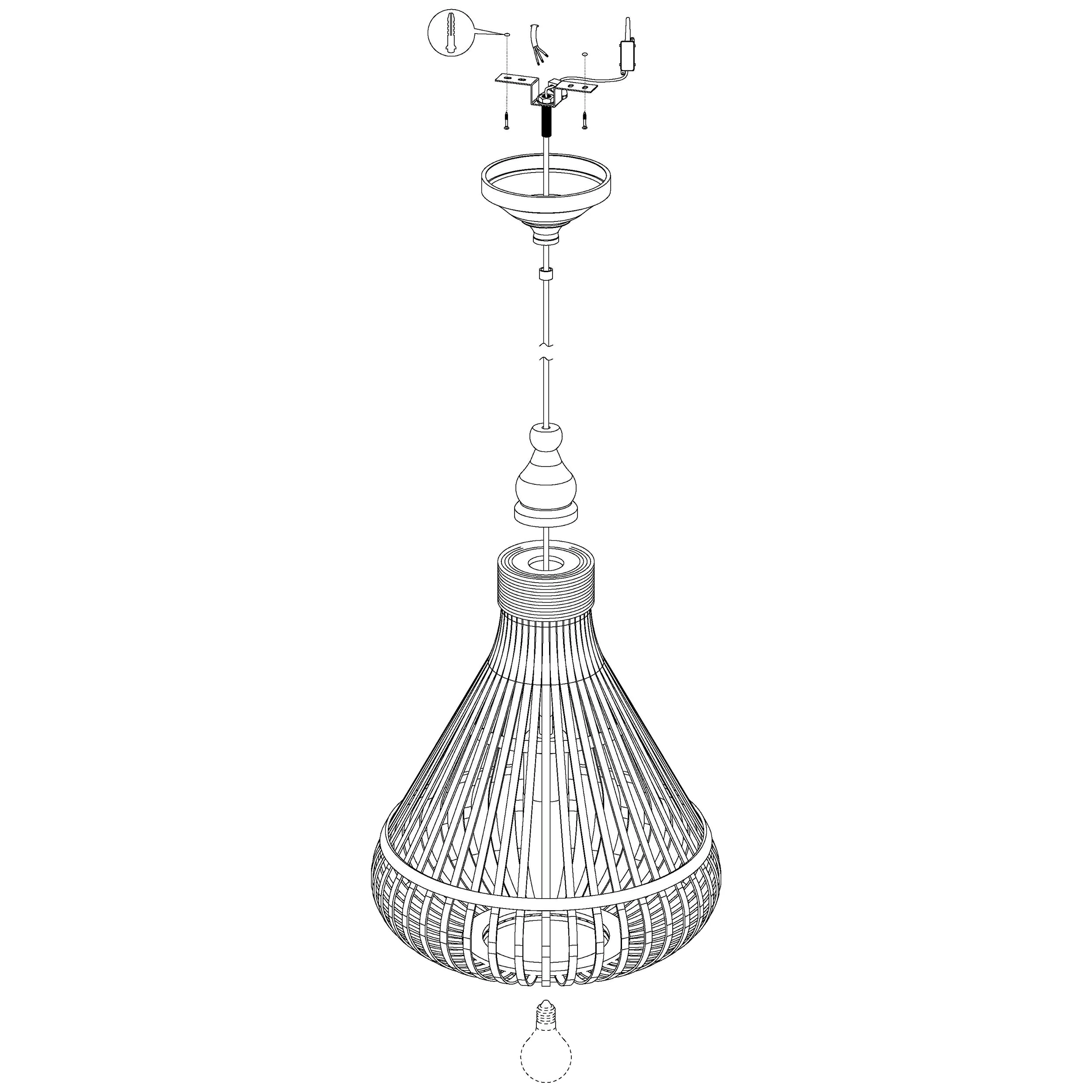 Eglo Pendelleuchte Amsfield braun Holz Ø 35 cm E27, max. 60 W